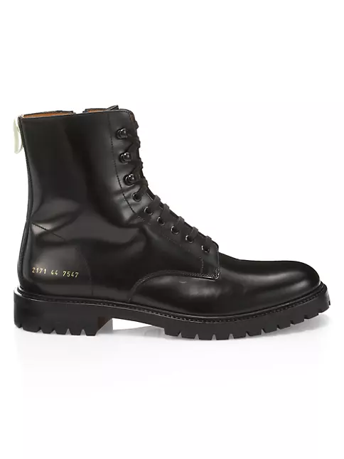 Shop Common Projects Lug Sole Leather Combat Boots