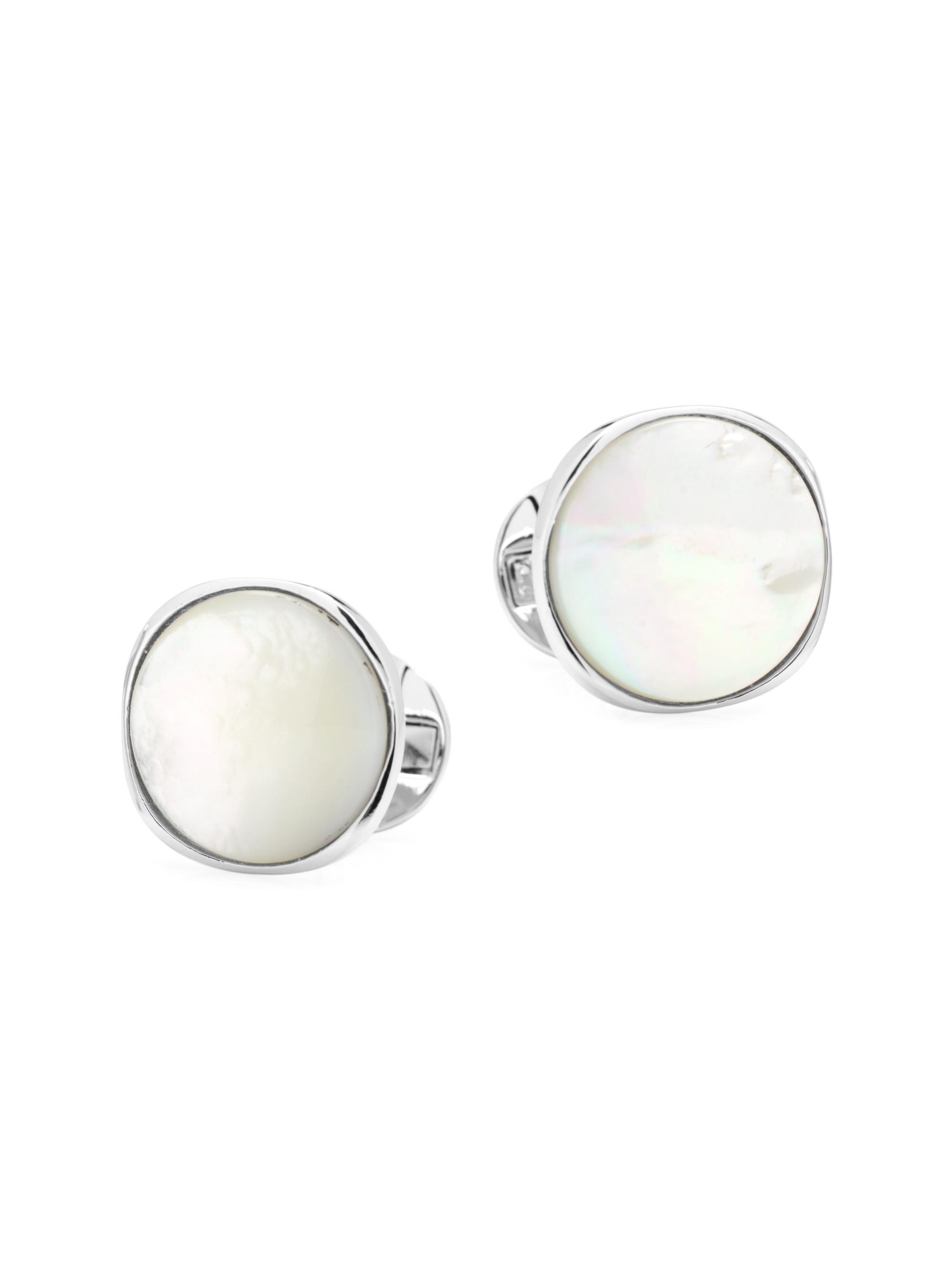 Cufflinks, Inc. Men's Ox & Bull Trading Co. Sterling Silver & Mother of Pearl Cufflinks - White