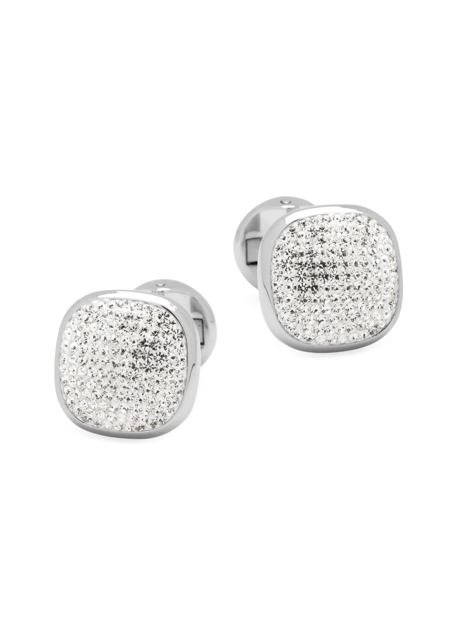 Cufflinks, Inc. Men's Ox & Bull Trading Co. Stainless Steel & Pave Preciosa Crystal Cufflinks - Silver