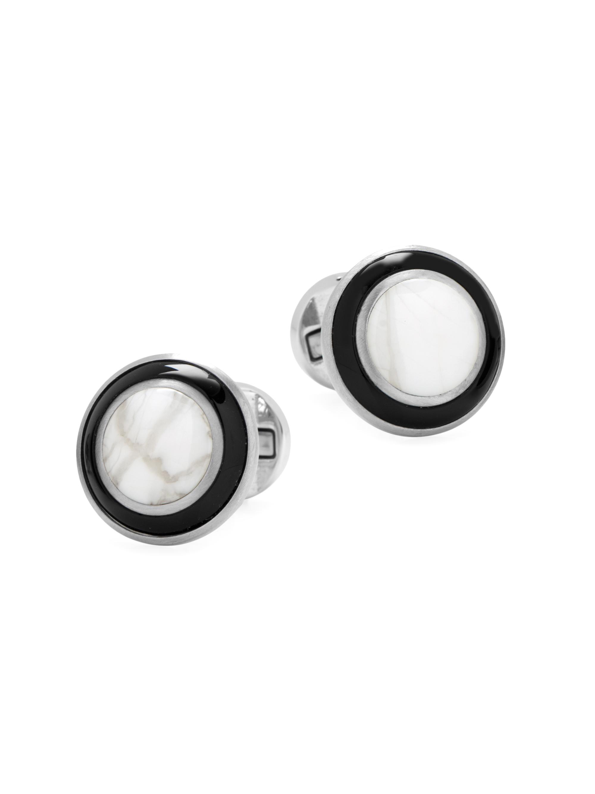 Cufflinks, Inc. Men's Ox & Bull Trading Co. Jade & Onyx Ring Stainless Steel Cufflinks