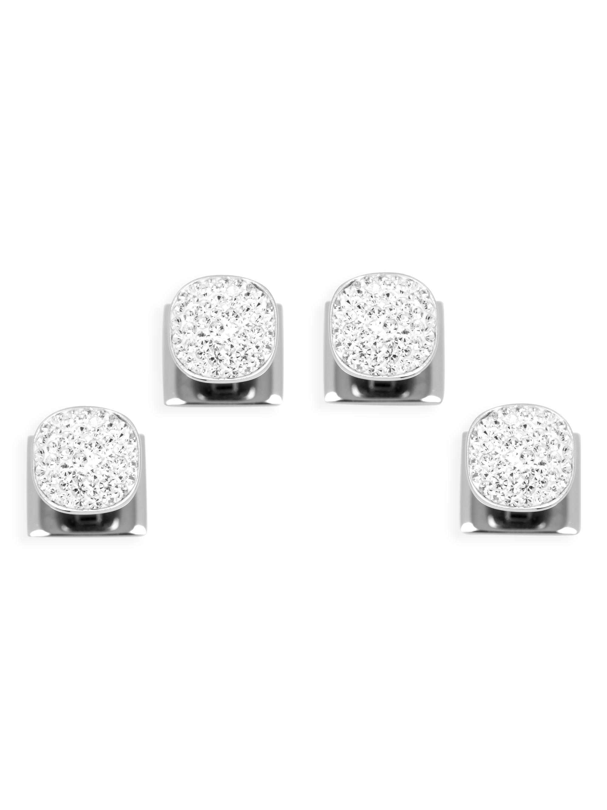 Cufflinks, Inc. Men's Ox & Bull Trading Co. White Pavé Crystal Studs - Silver
