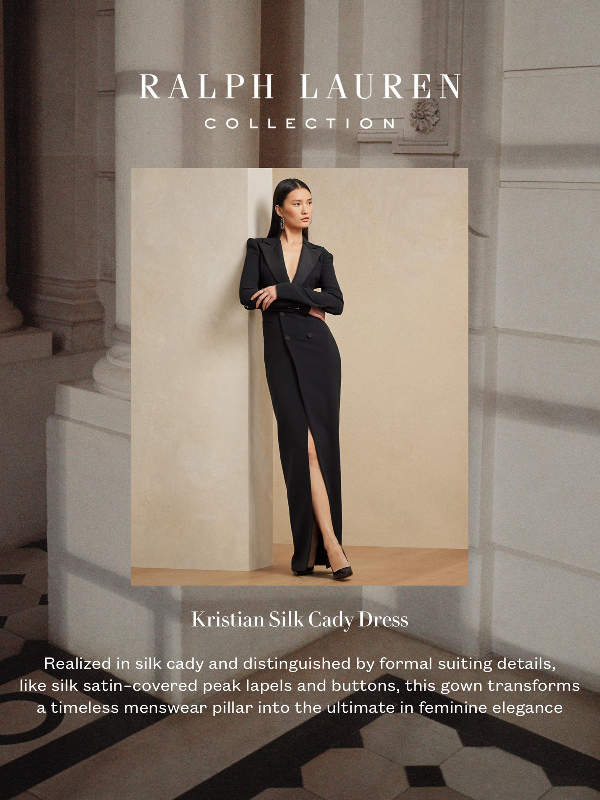 Ralph Lauren シルク　キャミドレス　アイボリー Ralph Lauren Collection Kristian Silk Tuxedo Dress | Saks Fifth Avenue