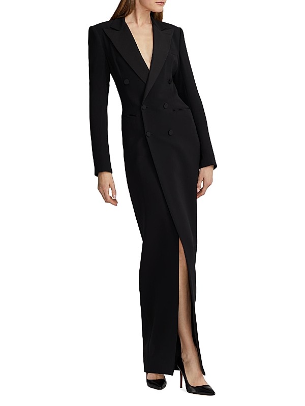 women tuxedo dress Drama Queen 100% Polyester Knit 62.00 Top Of Shoulder To Hem Model is 510 / 178cm Your dress should be a perfect fit. Adrianna Papell Tuxedo Mermaid Long