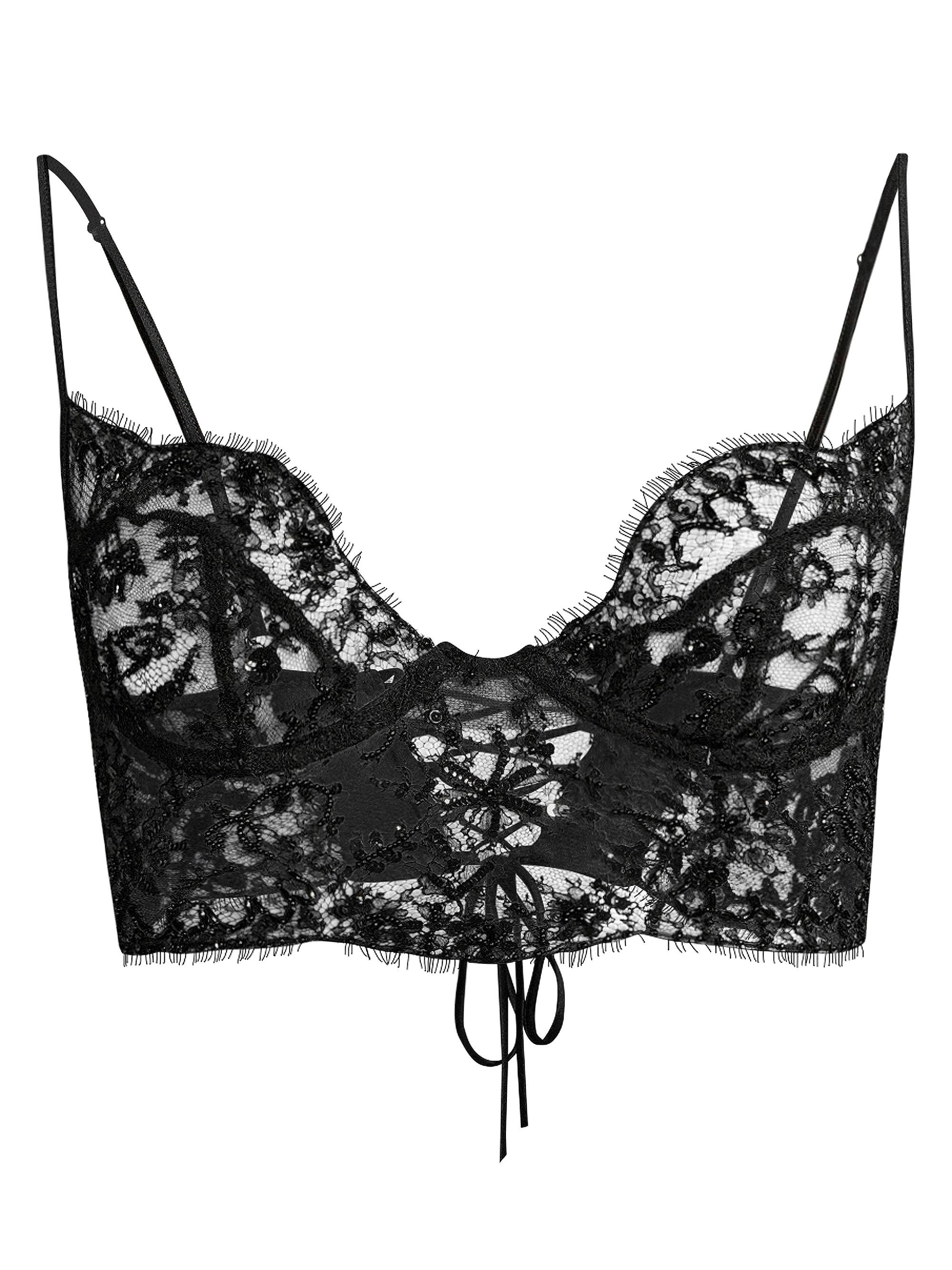 Kiki de Montparnasse Women's Beaded Lace Bralette - Black