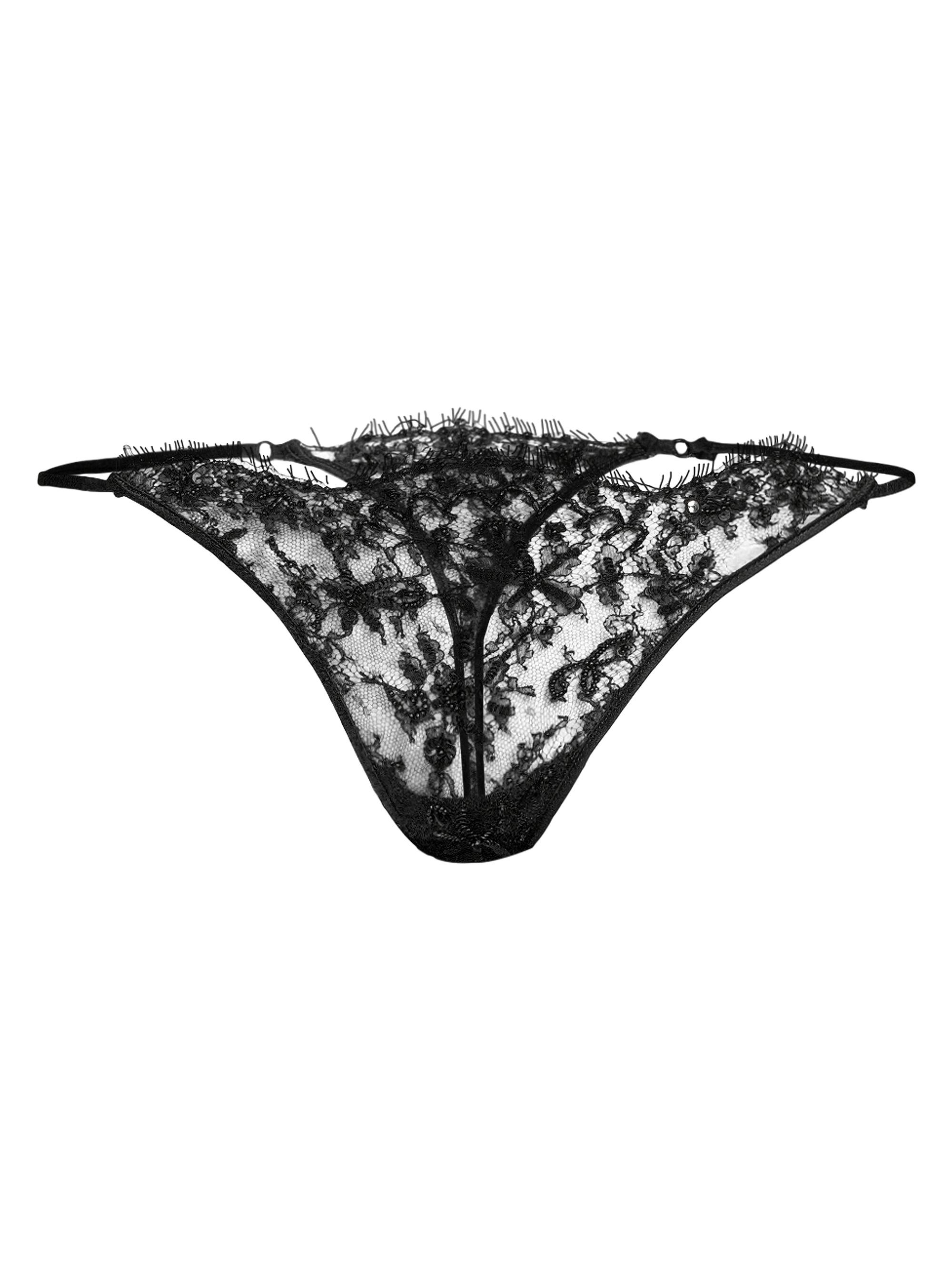 Kiki de Montparnasse Women's Beaded Lace Thong - Black