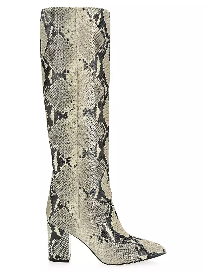 Shop Paris Texas Knee-High Python-Embossed Leather Boots