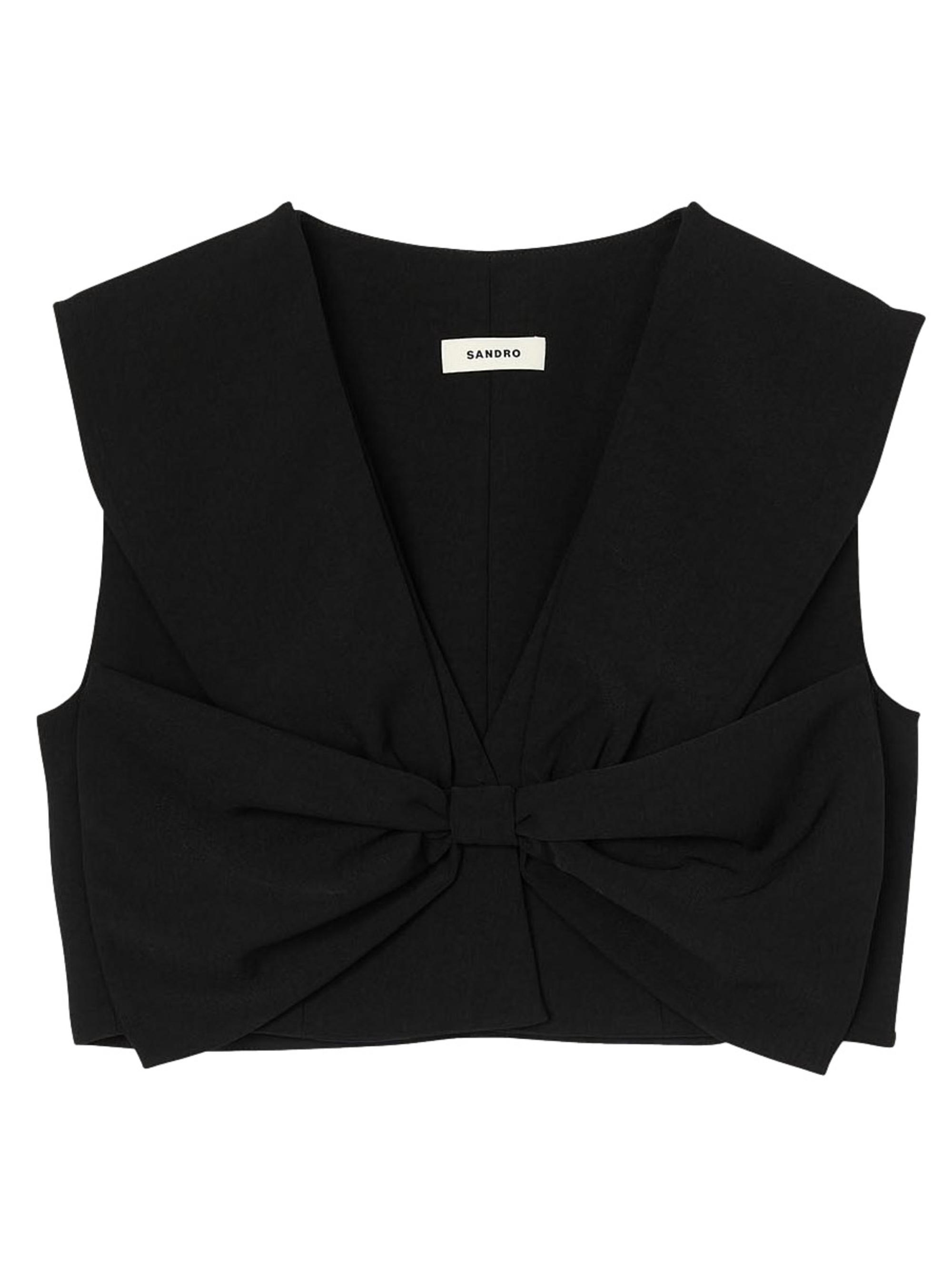 Sandro Women's Satin-Effect Crop Top - Black