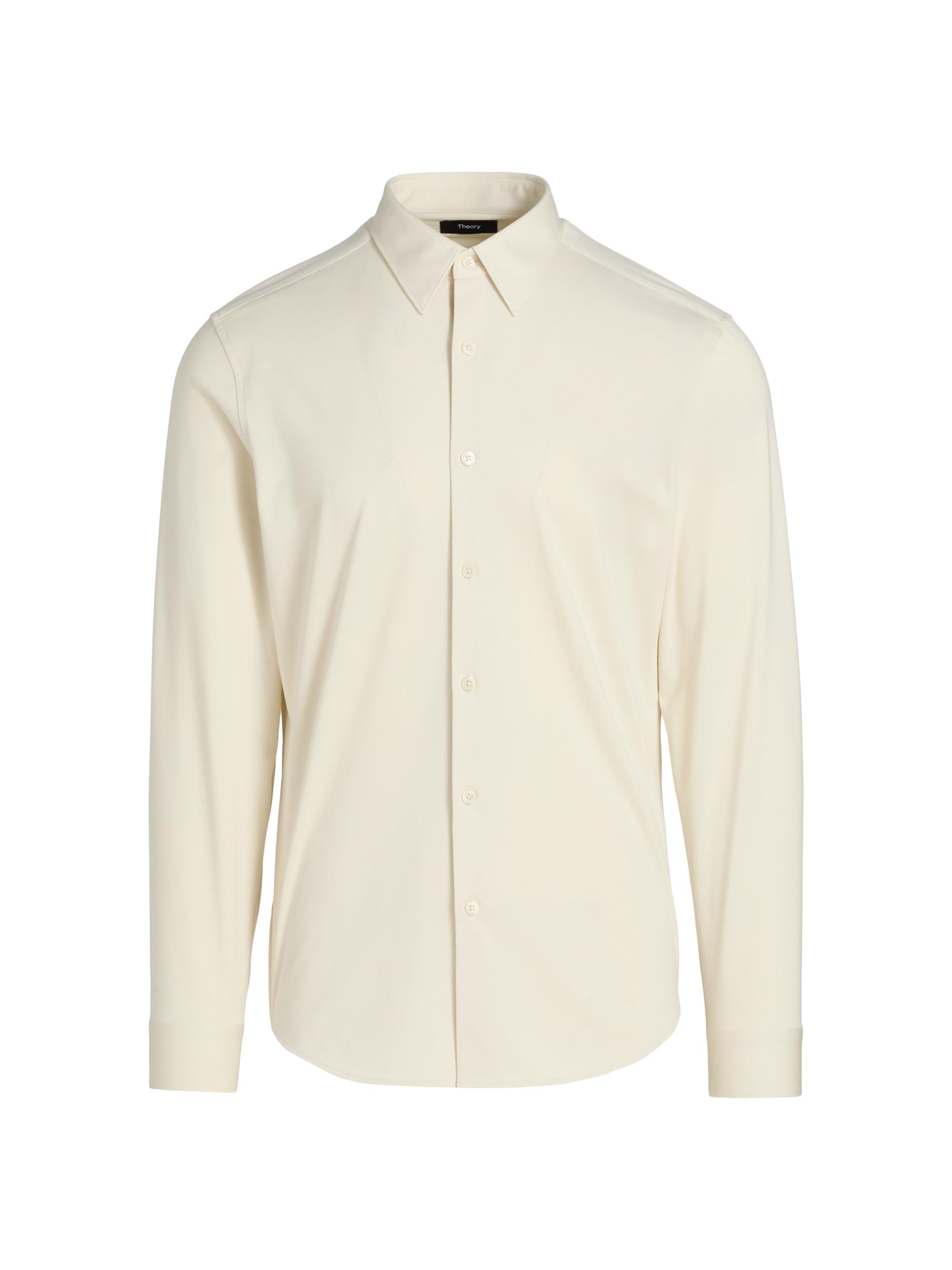 Theory Men's Sylvain Structure Knit Shirt - Oat Milk