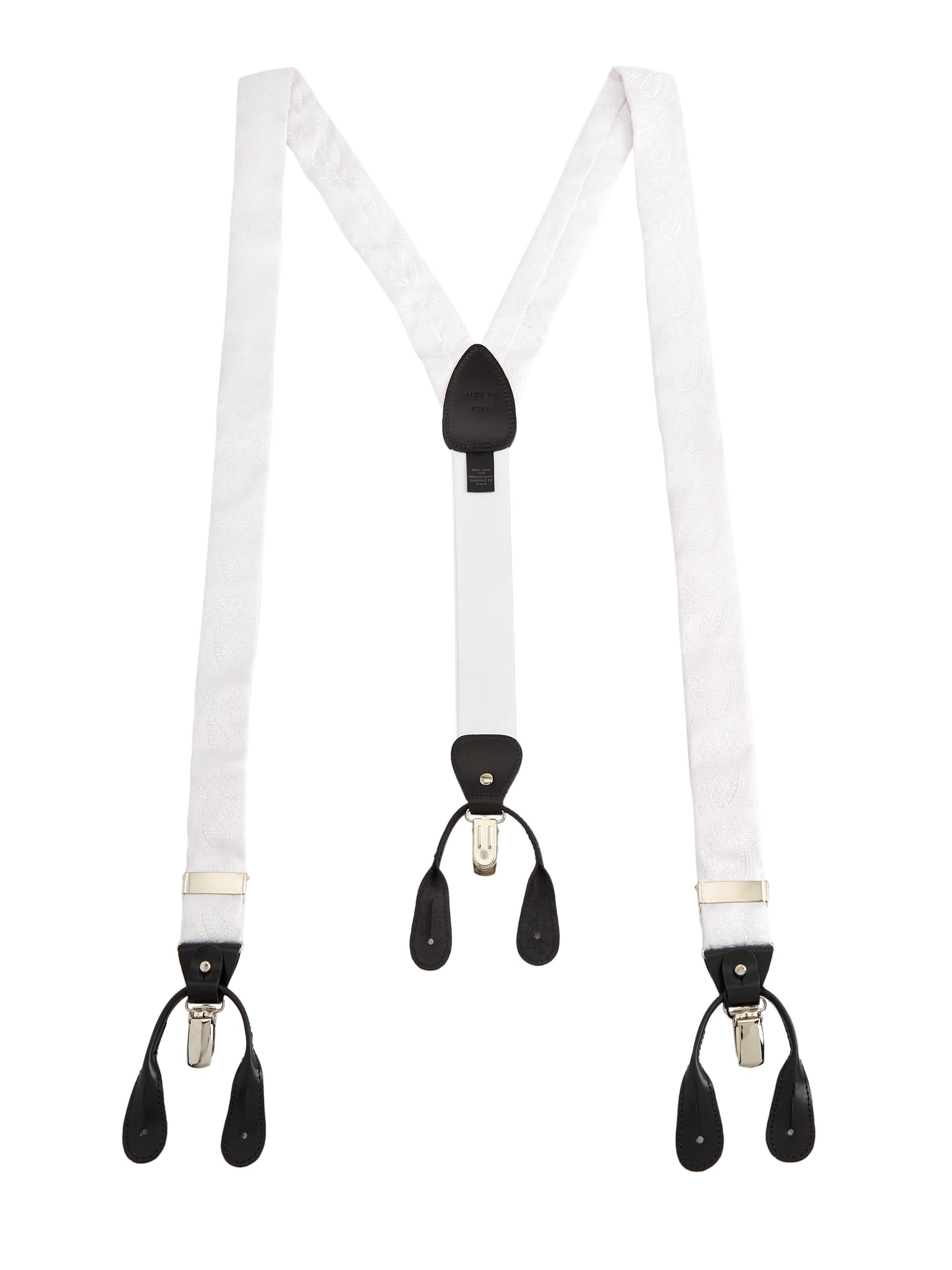 Saks Fifth Avenue Men's COLLECTION Formal Paisley Woven Suspender - White