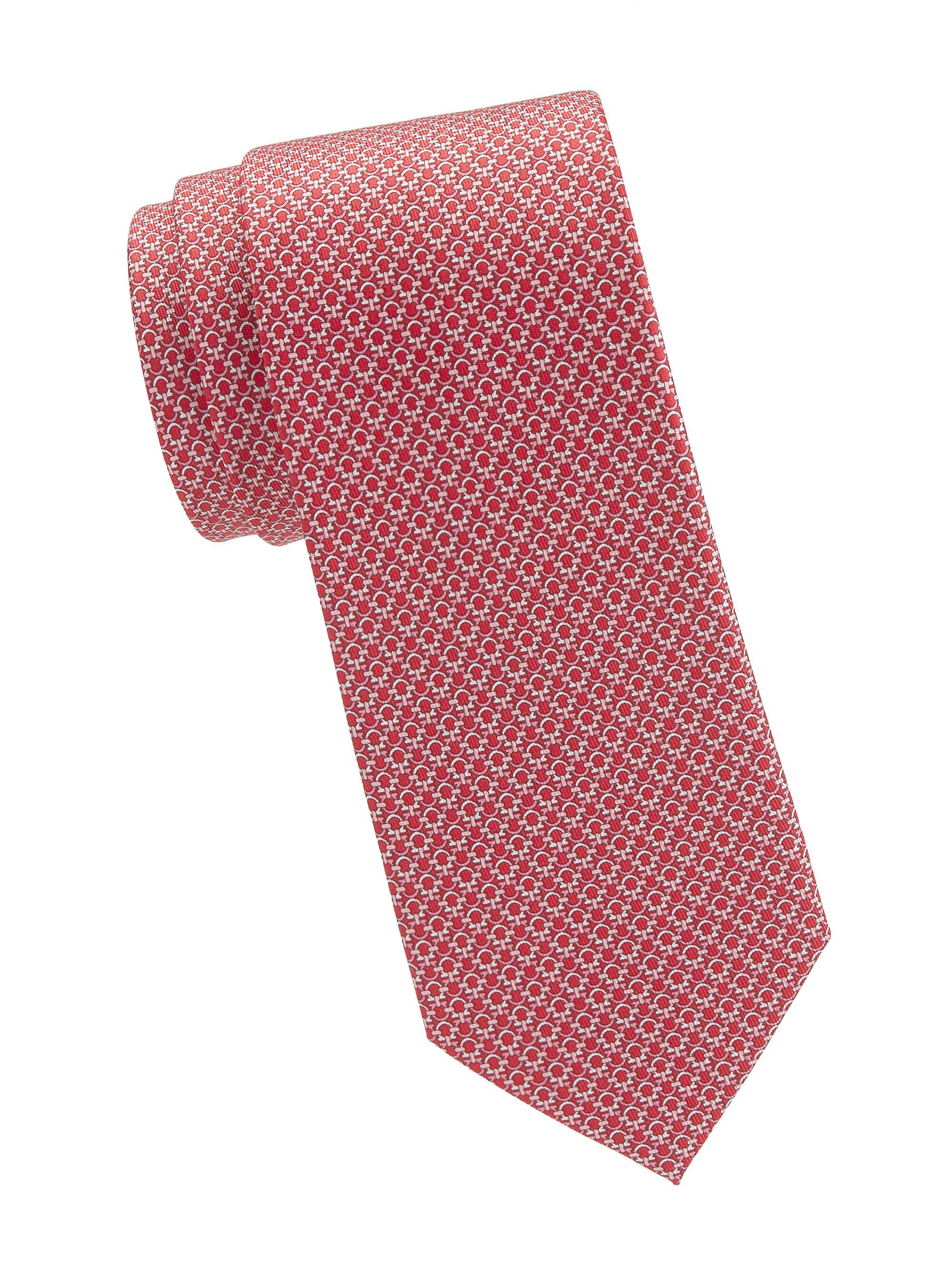 FERRAGAMO Men's Tonal Gancini Silk Tie - Red