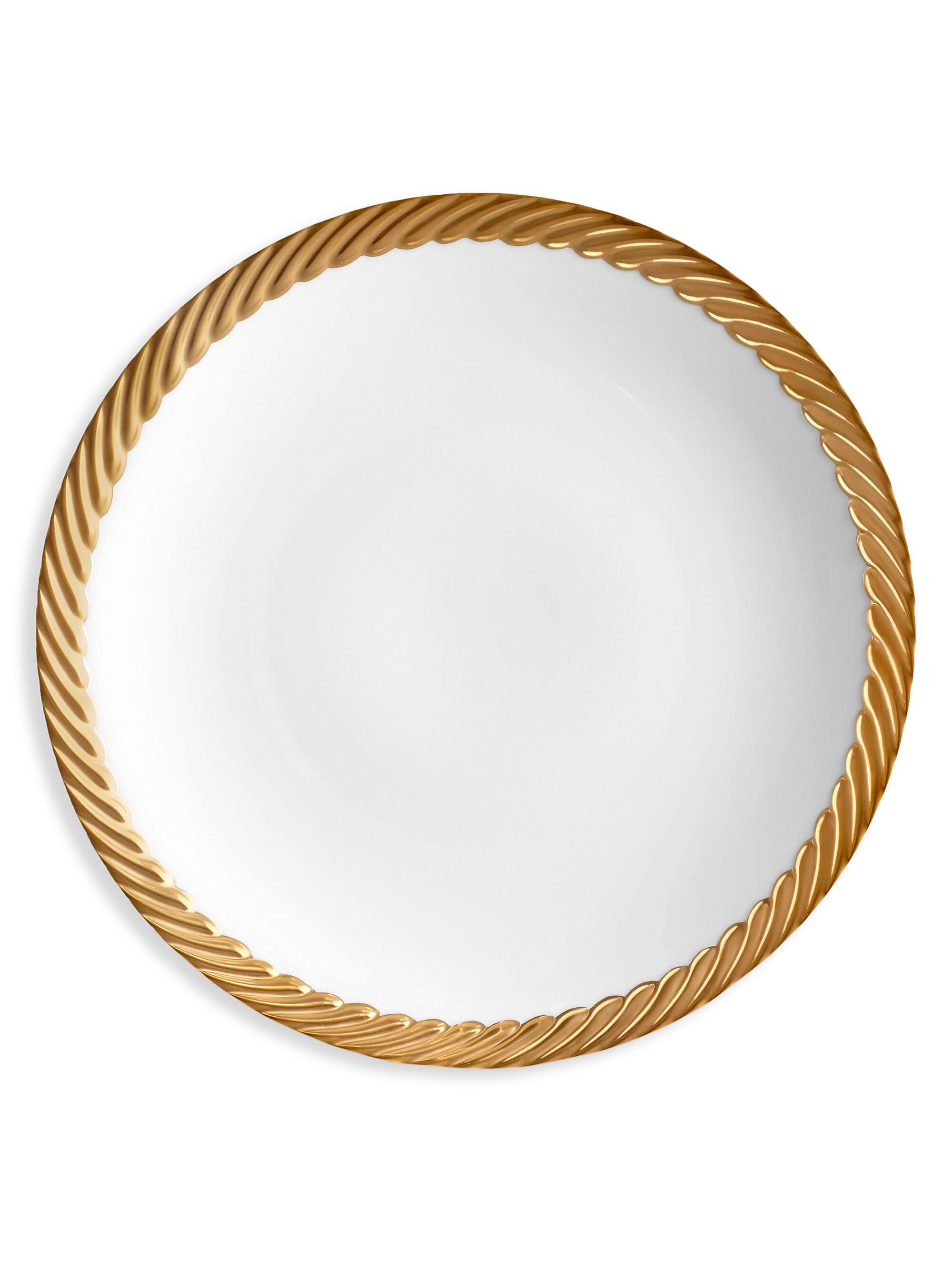 L'Objet Corde 24K Yellow Goldplated-Trim & Porcelain Dessert Plate