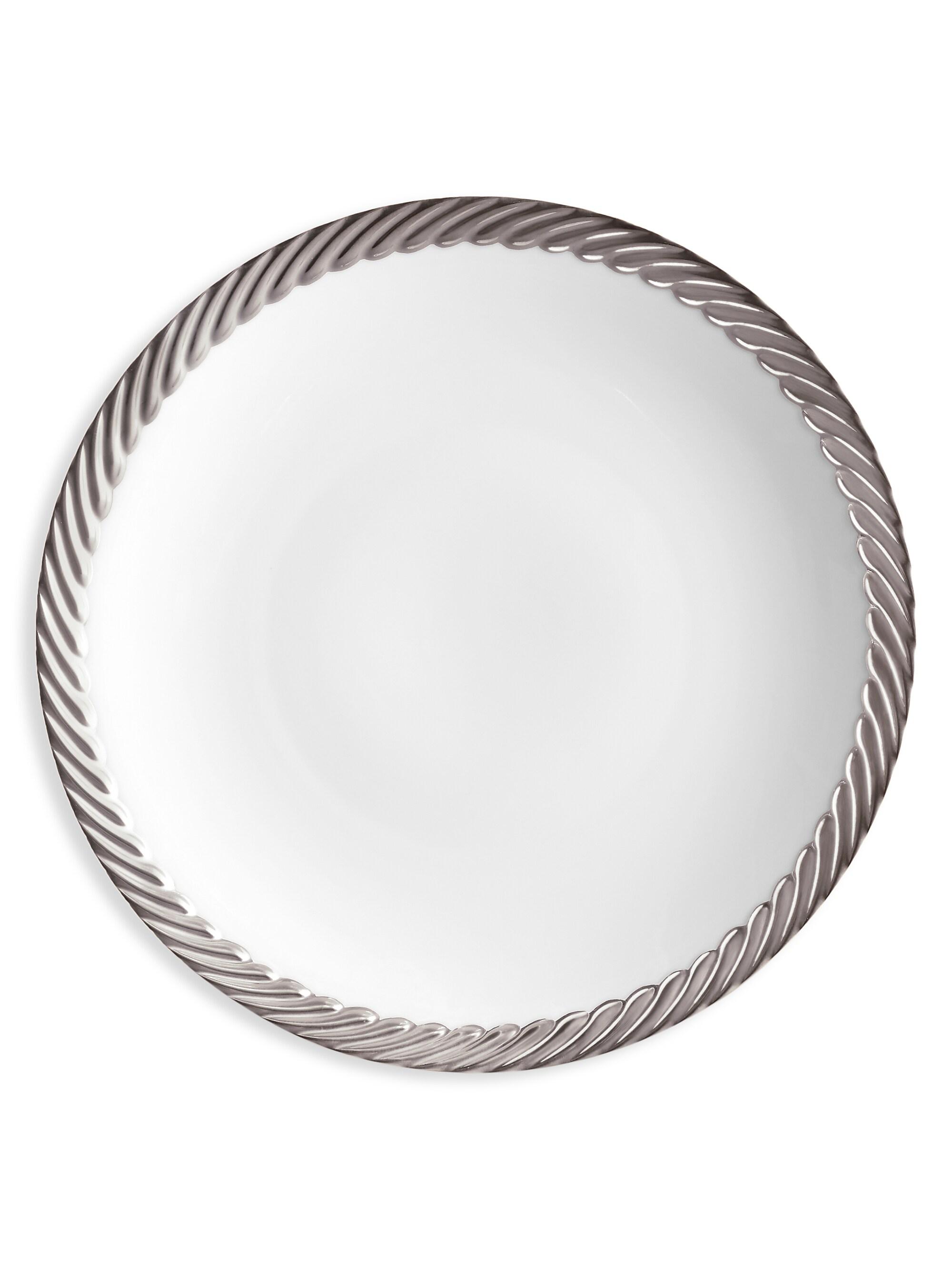 L'Objet Corde Platinum-Plated Trim & Porcelain Dessert Plate