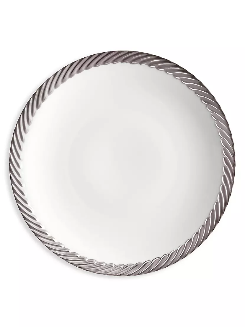 LObjet Corde Platinum-Plated Trim & Porcelain Dessert Plate