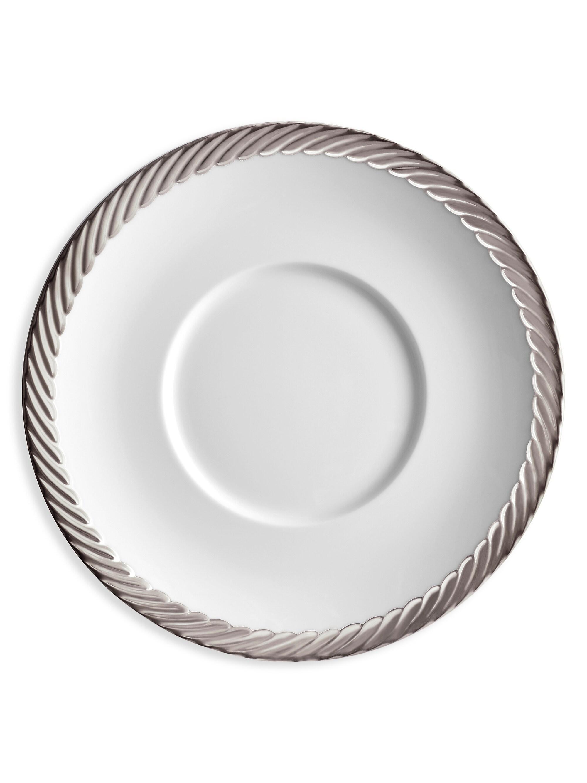 L'Objet Corde Platinum-Plated Trim Porcelain Saucer
