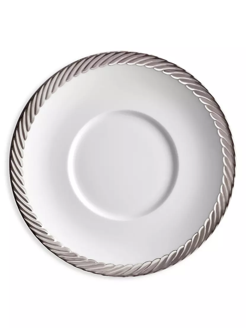LObjet Corde Platinum-Plated Trim Porcelain Saucer