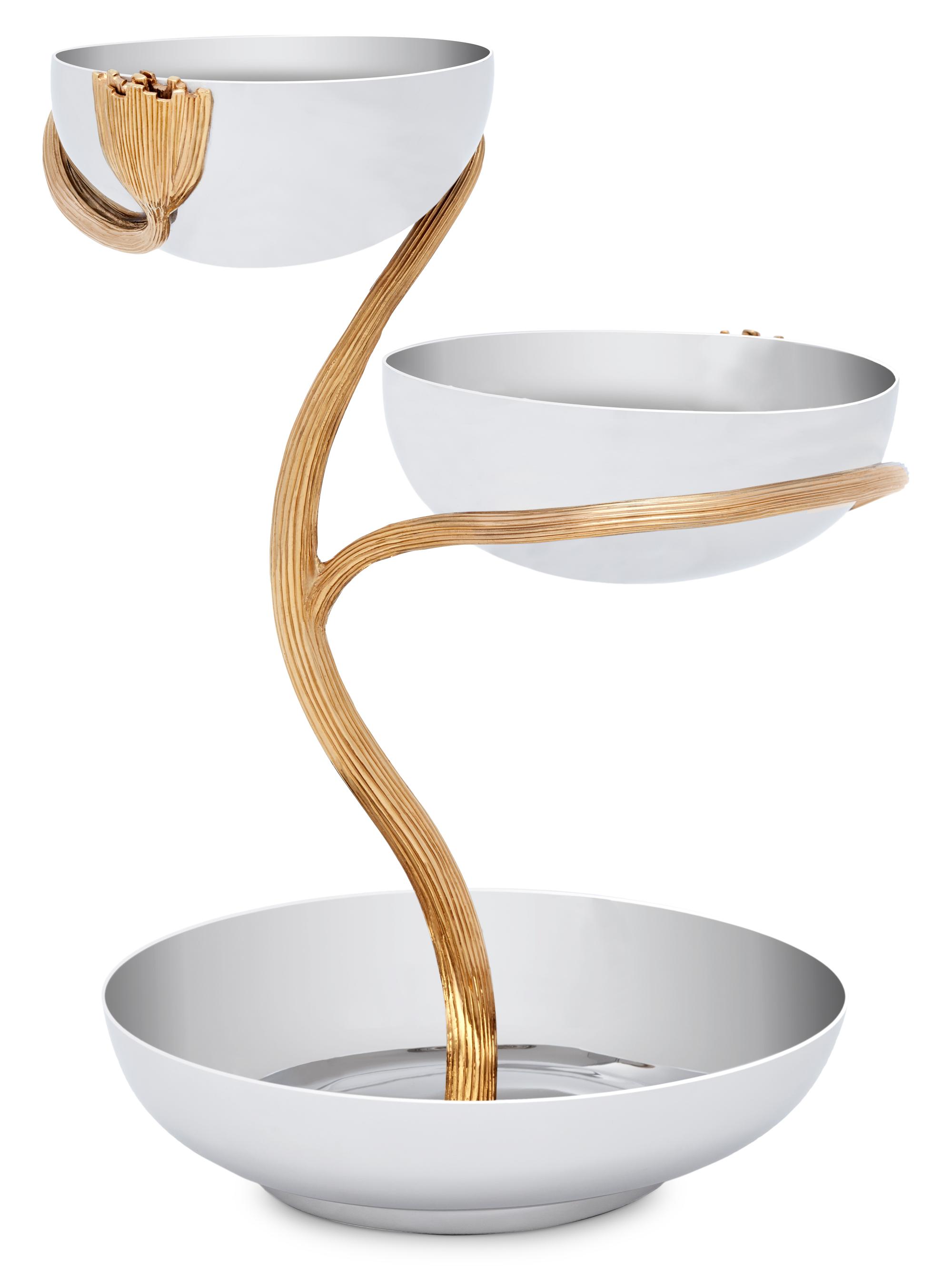 L'Objet Deco Leaves 3-Tier 24K Goldplated & Stainless Steel Server Large