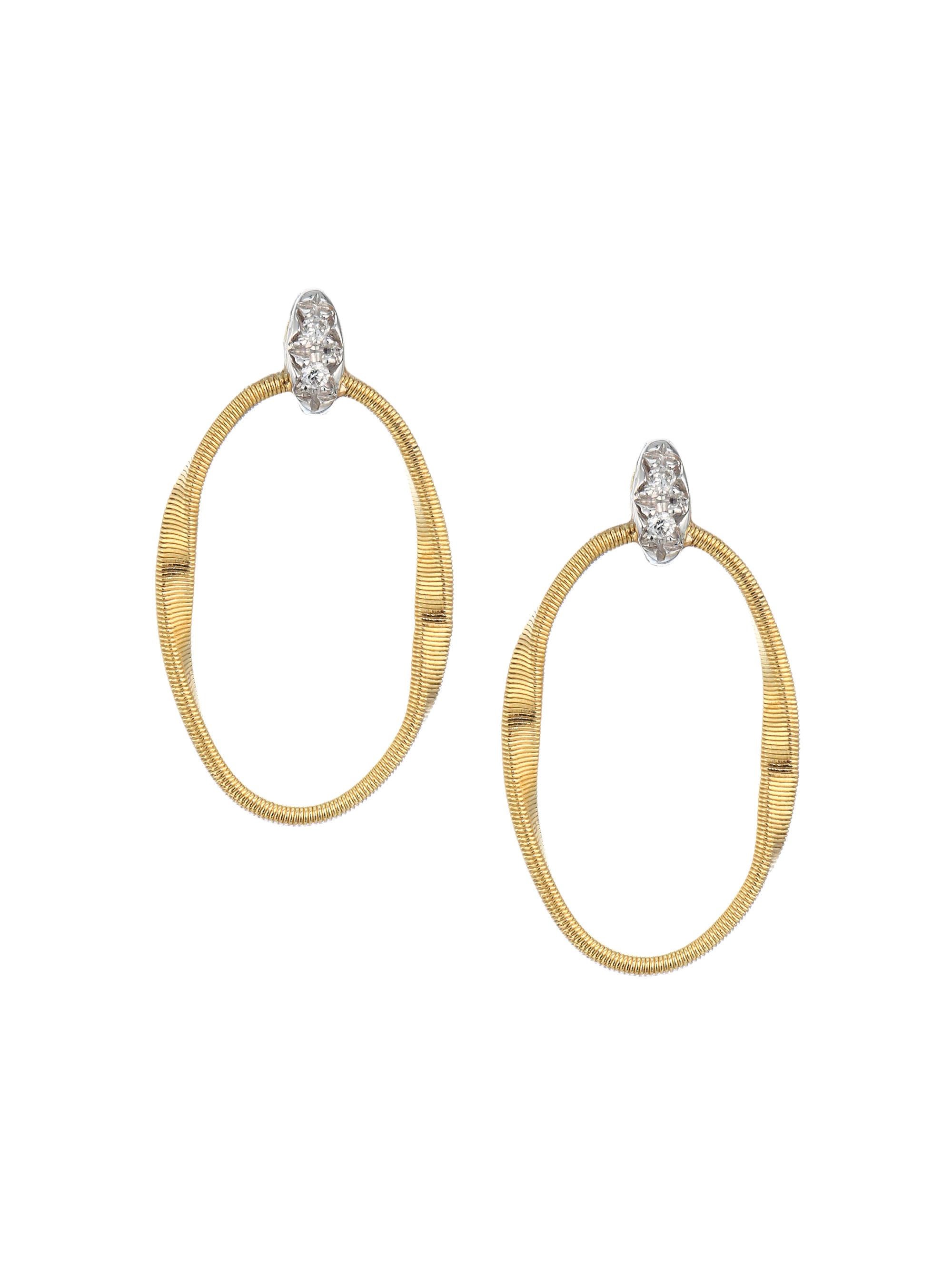 Marco Bicego Women's Marrakech Onde 18K Two-Tone Gold & Diamond Coil Oval Hoop Earrings - Yellow Gold