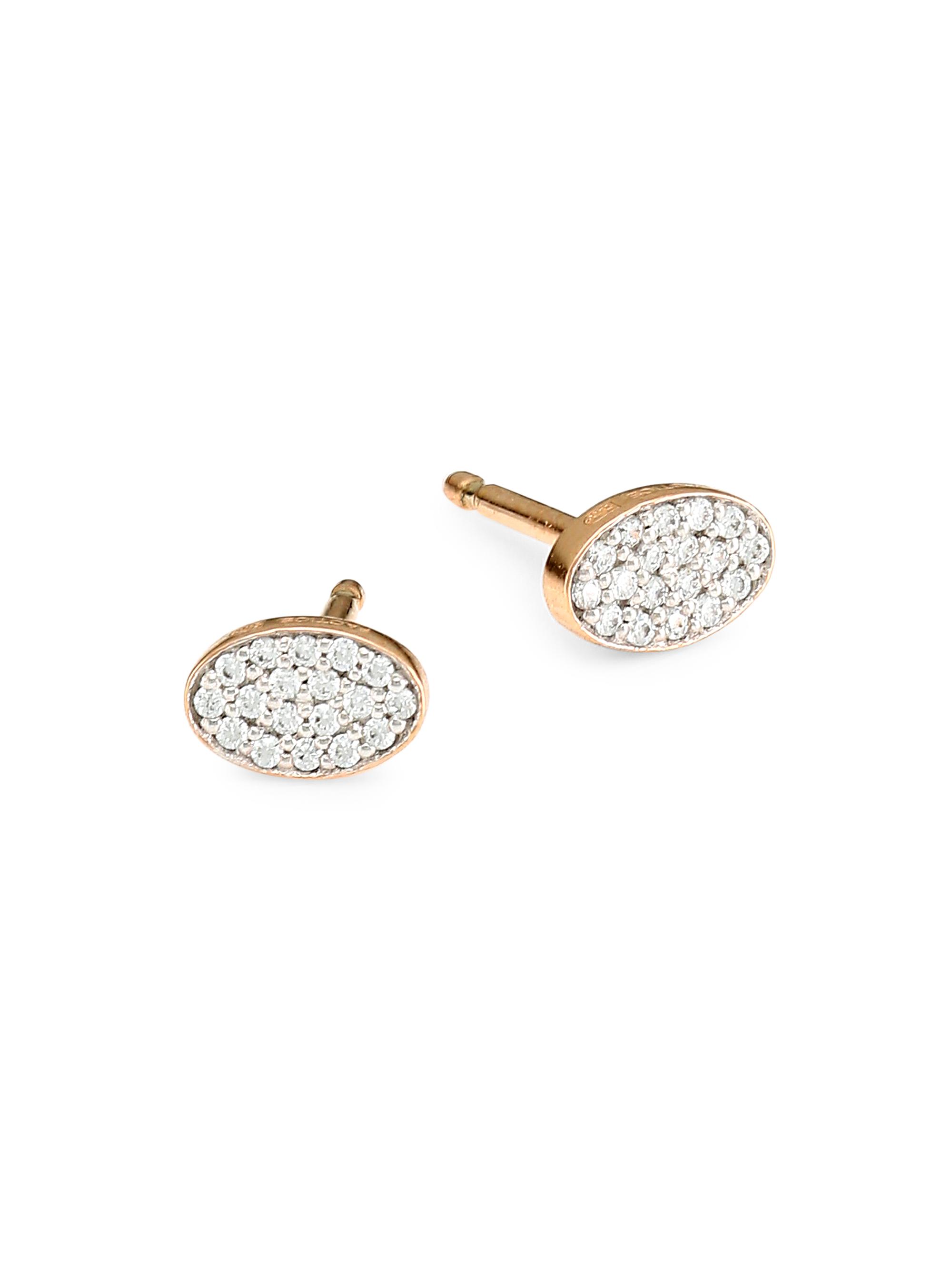 Ginette NY Women's Sequin 18K Rose Gold & Diamond Stud Earrings