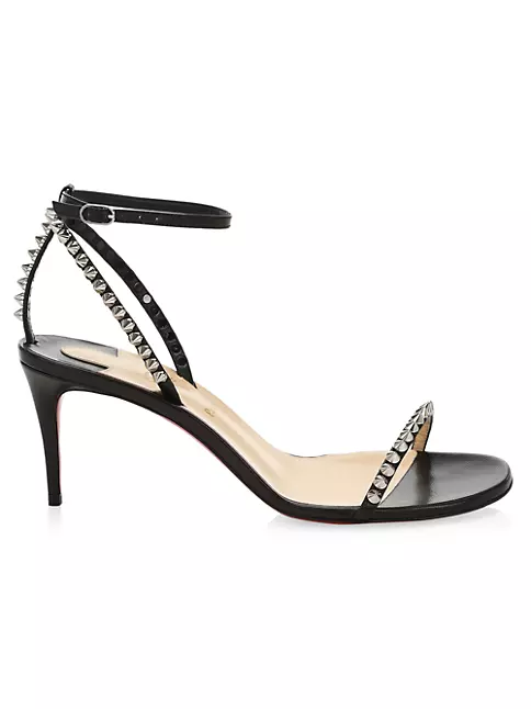 Christian Louboutin Black Leather Spike Thong Sandals Size 40