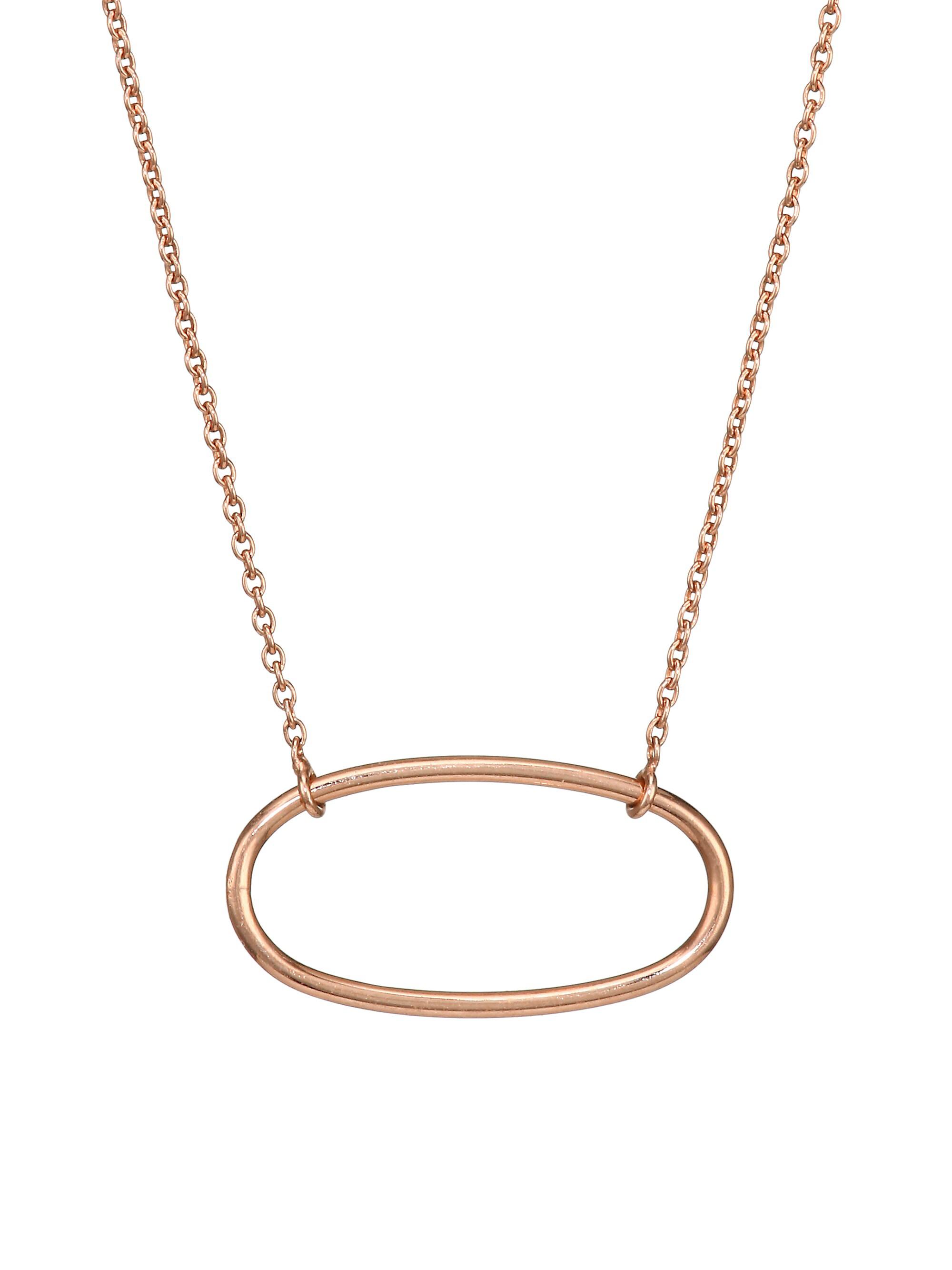 Ginette NY Women's 18K Rose Gold Mini Ellipse Pendant Necklace - Rose Gold