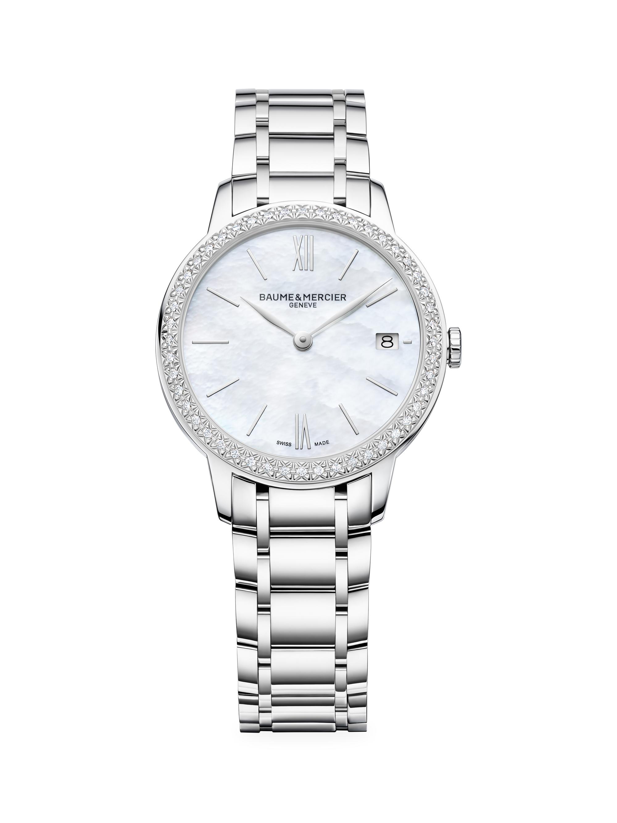 Baume & Mercier Women's Classima Stainless Steel & Diamond Bezel Quartz Bracelet Watch - Diamond Stainless Steel