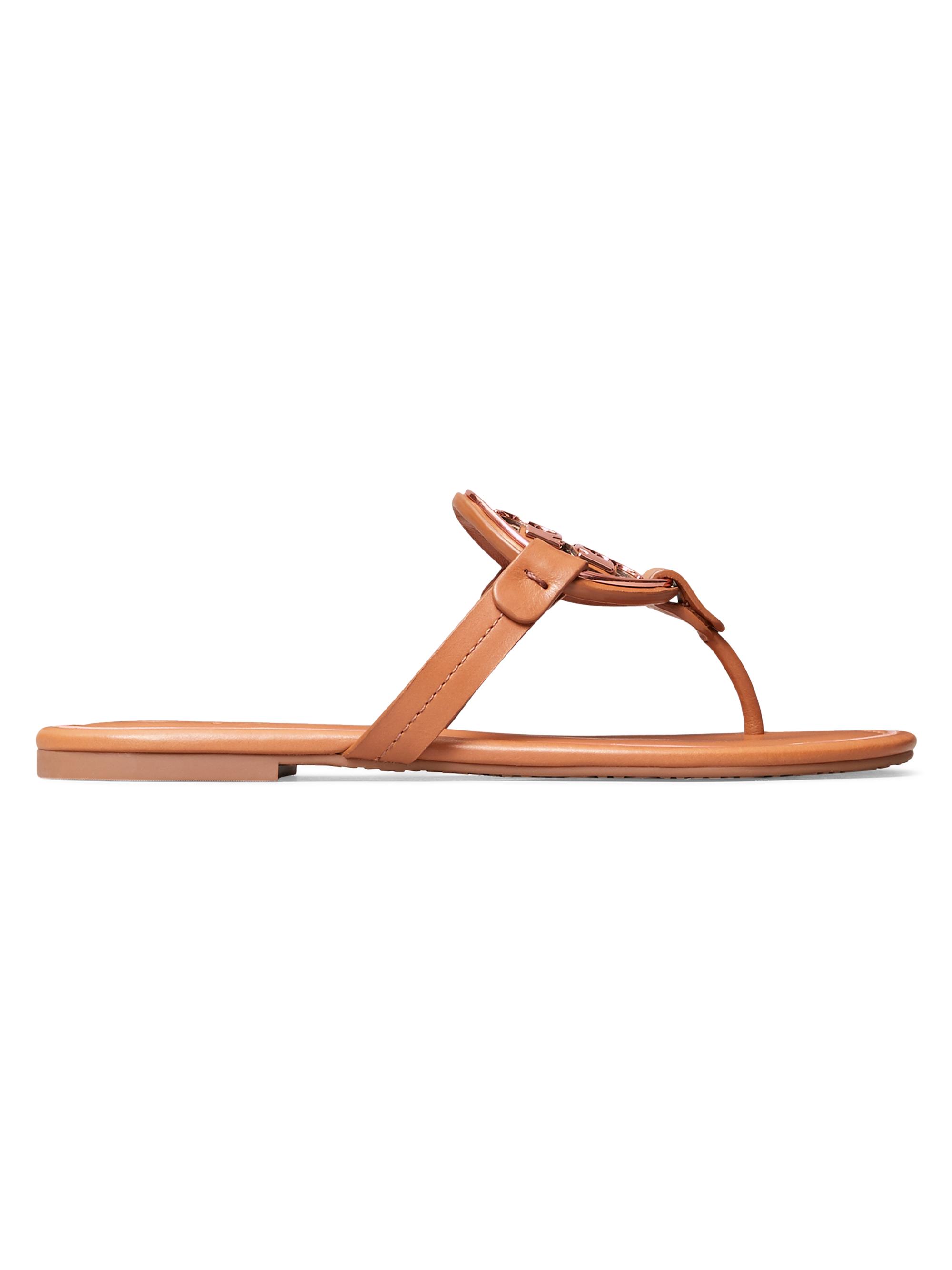 Tory Burch Women's Miller Metal Leather Thong Sandals - Tan Rose