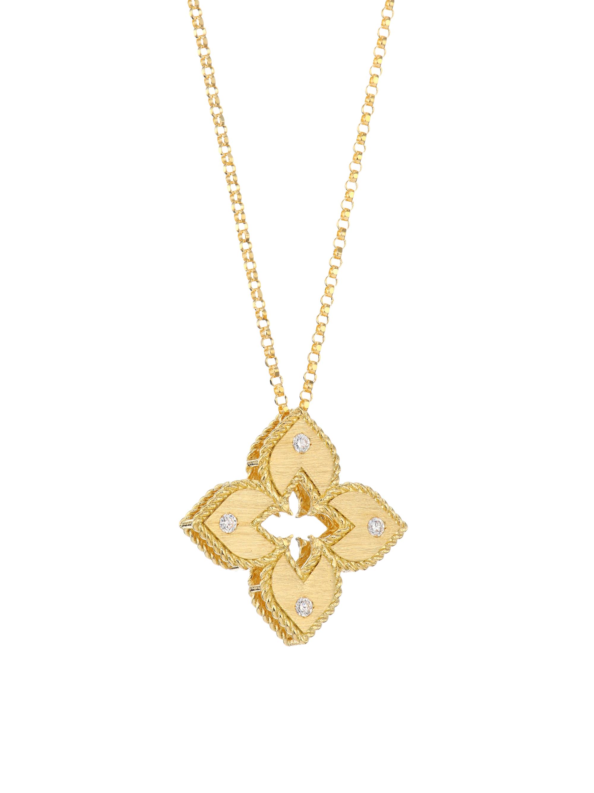Roberto Coin Women's Venetian Princess 18K Yellow Gold & 0.06 TCW Diamond Pendant Necklace - Gold