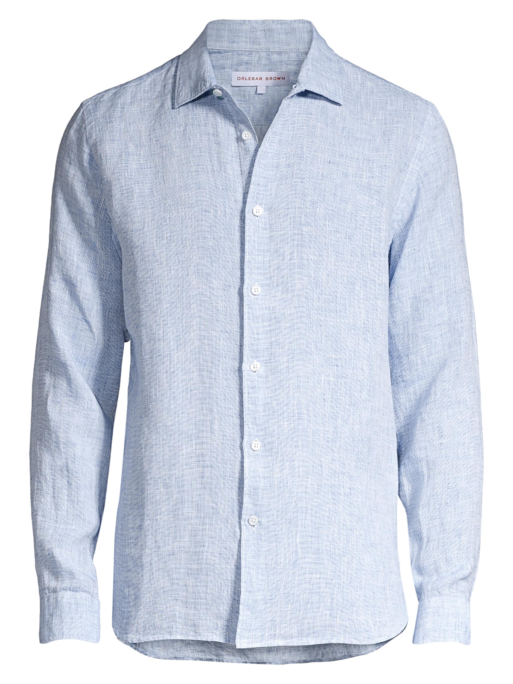 Orlebar Brown Men's Giles Linen Shirt - Navy White