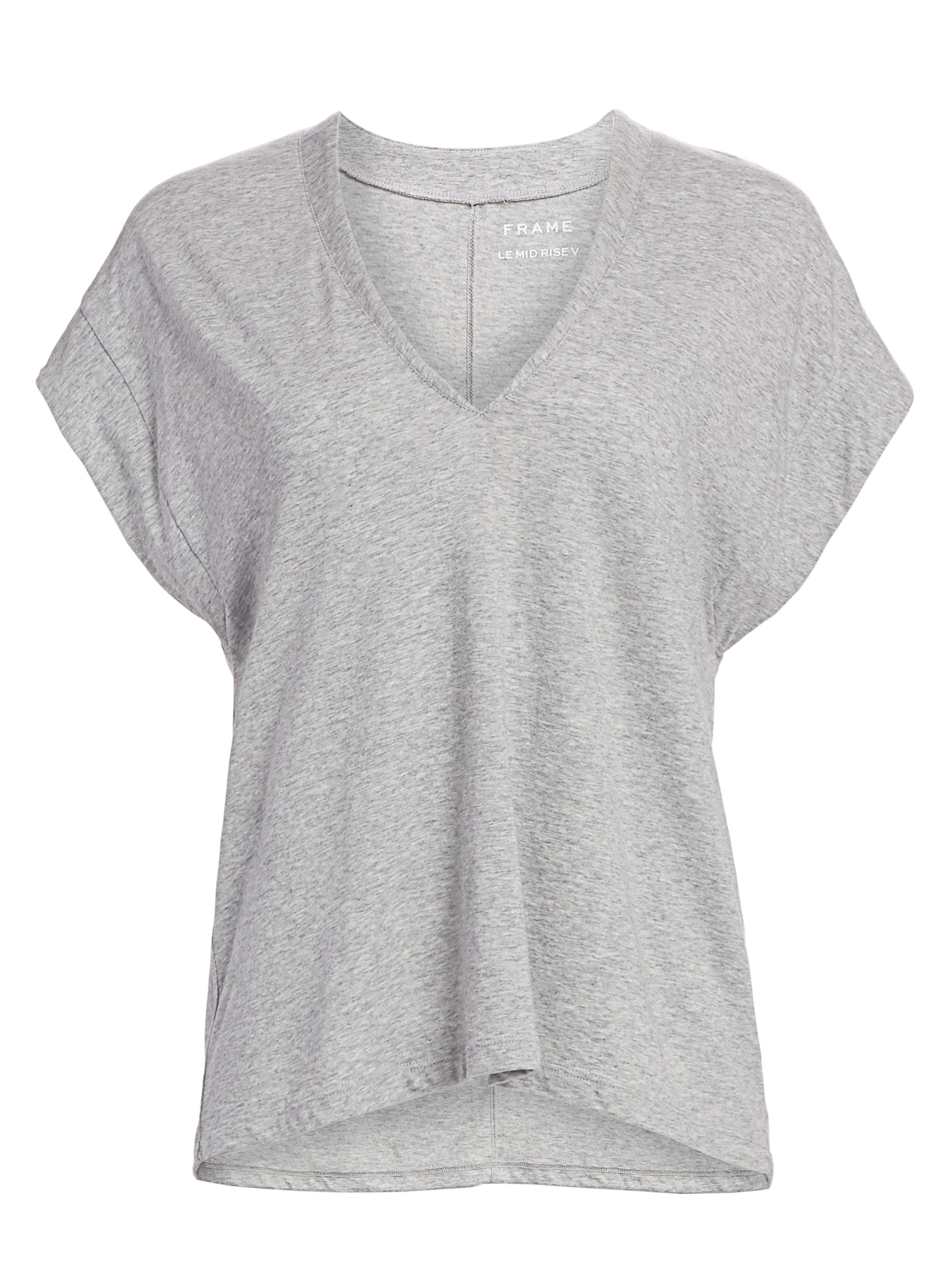 FRAME Women's Le Mid Rise V-Neck Tee - Gris Heather
