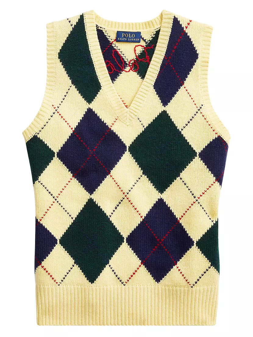 Scotland製 The CASHMERE STORE argyle vest