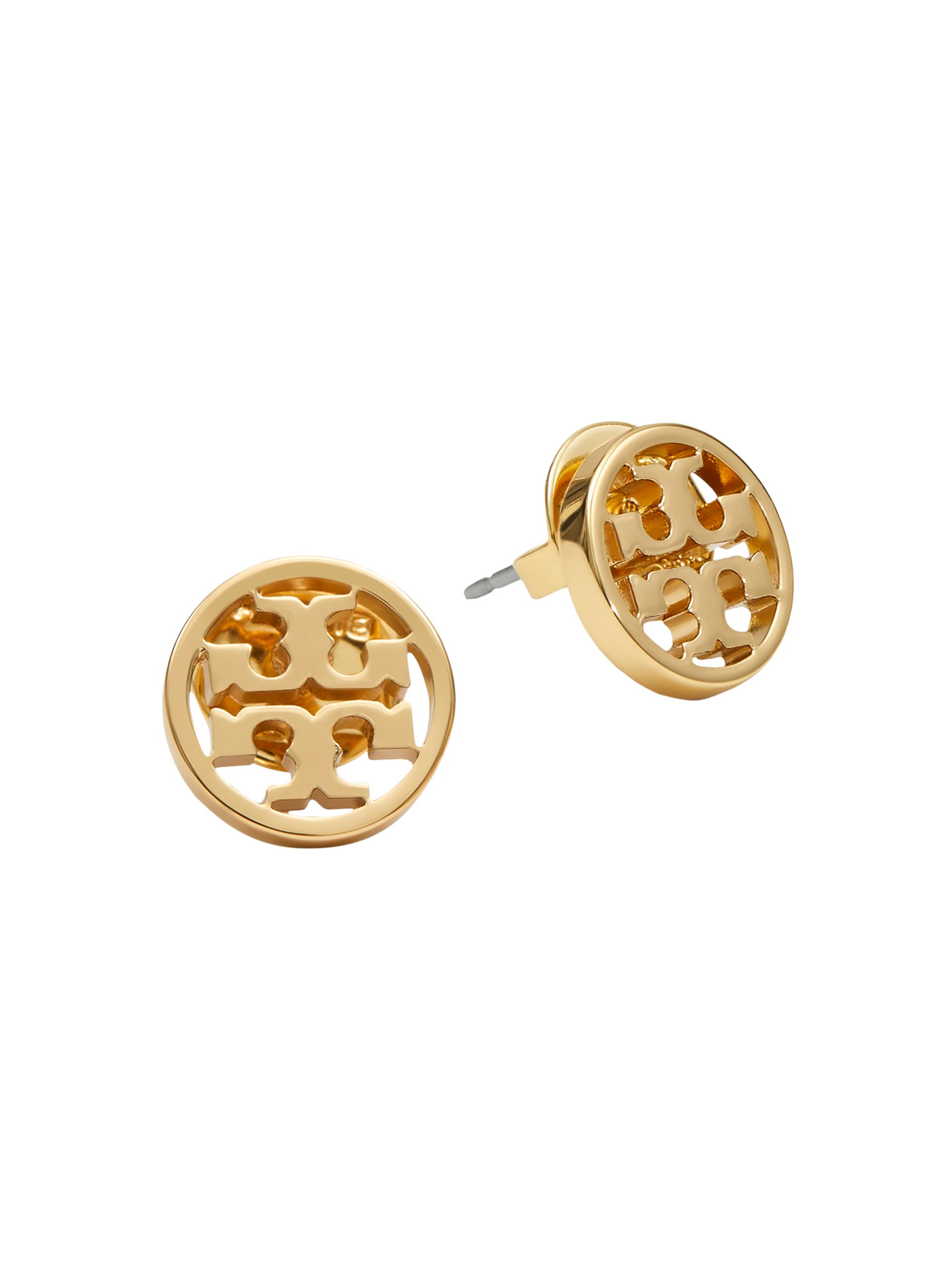Tory Burch Women's 16K Yellow-Gold-Plated Logo Circle Stud Earrings - Tory Gold