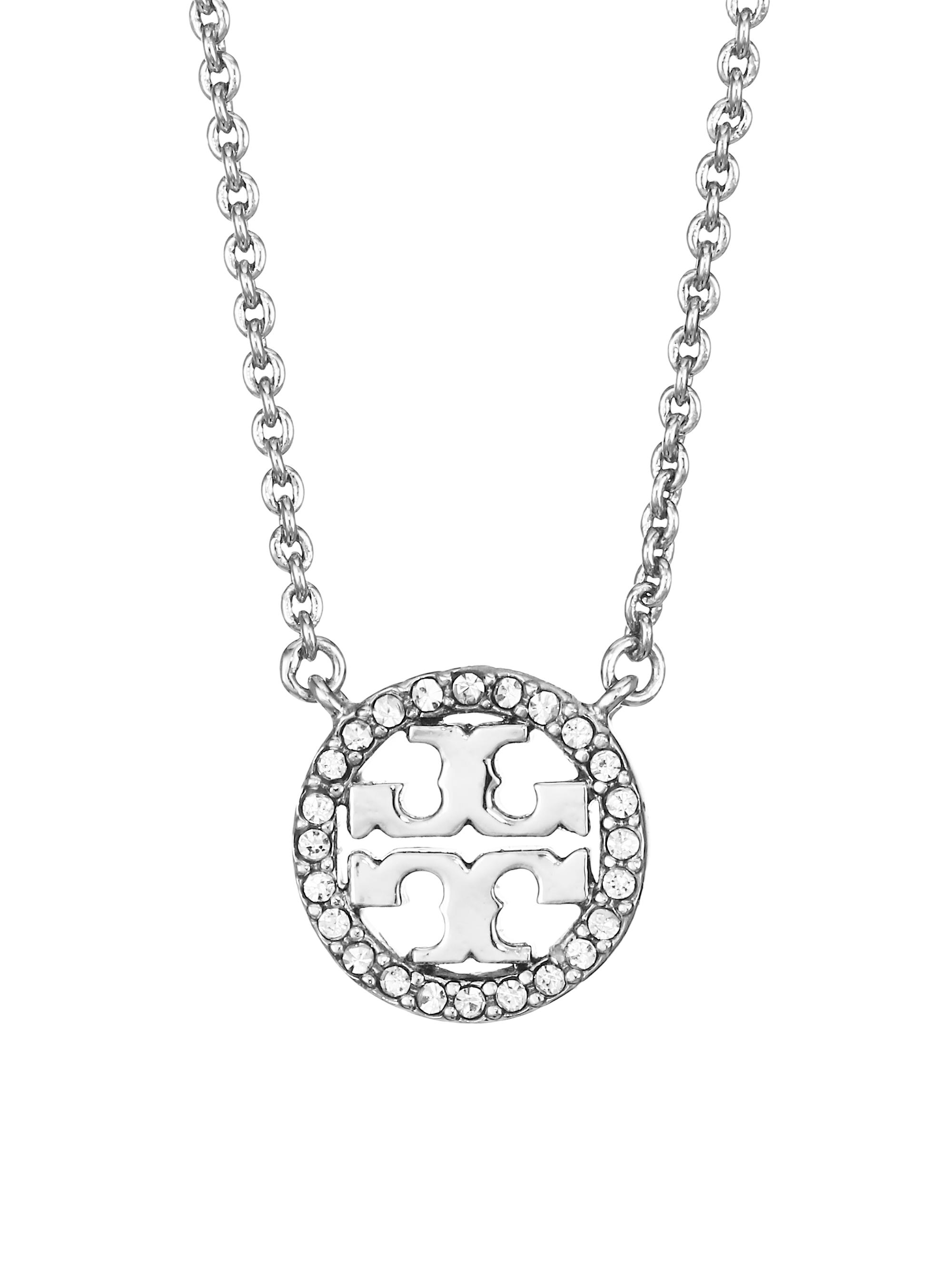 Tory Burch Women's Silvertone & Swarovski Crystal Logo Necklace - Tory Silver