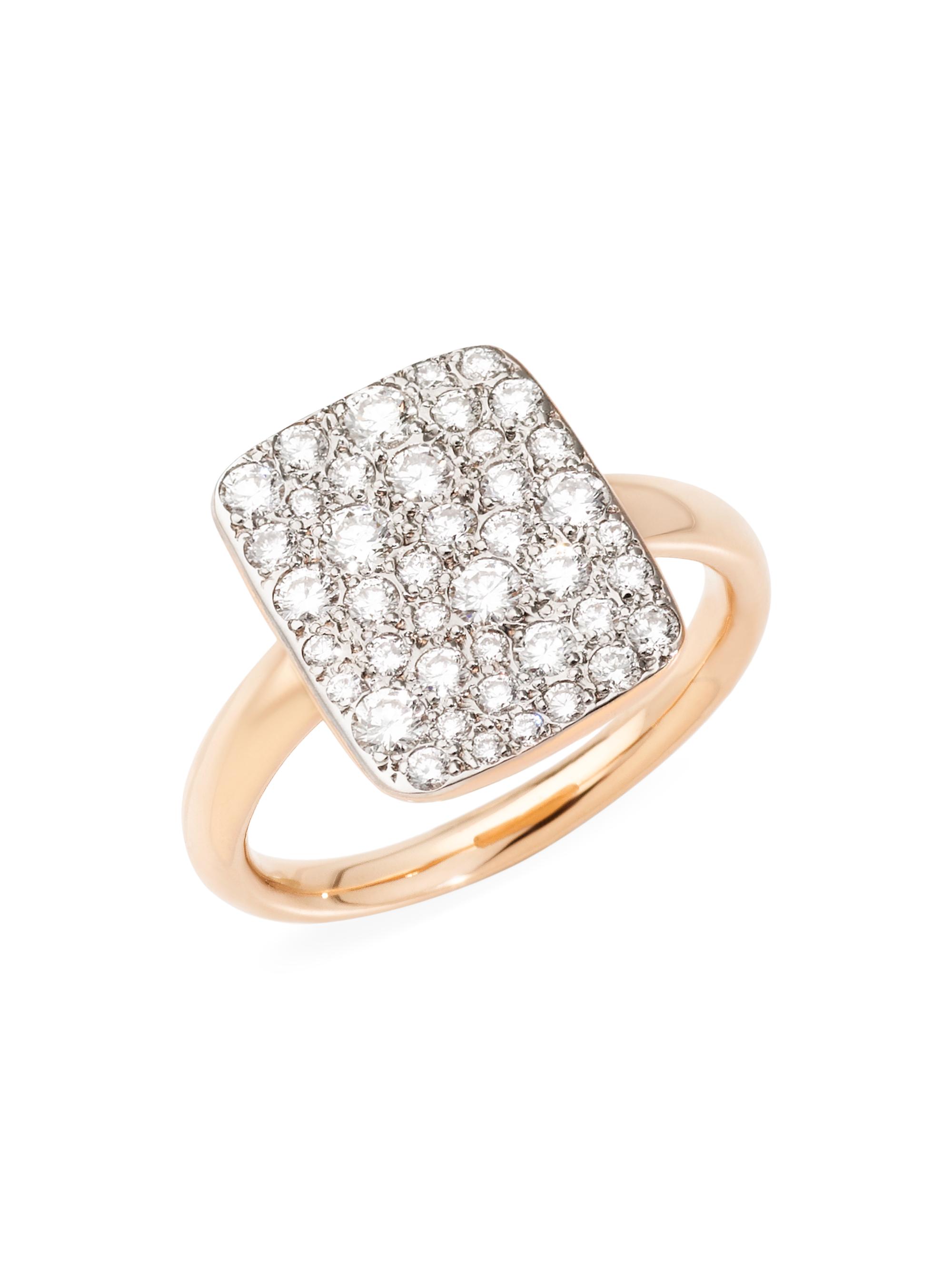Pomellato Women's Sabbia 18K Rose Gold & Diamond Rectangular Ring