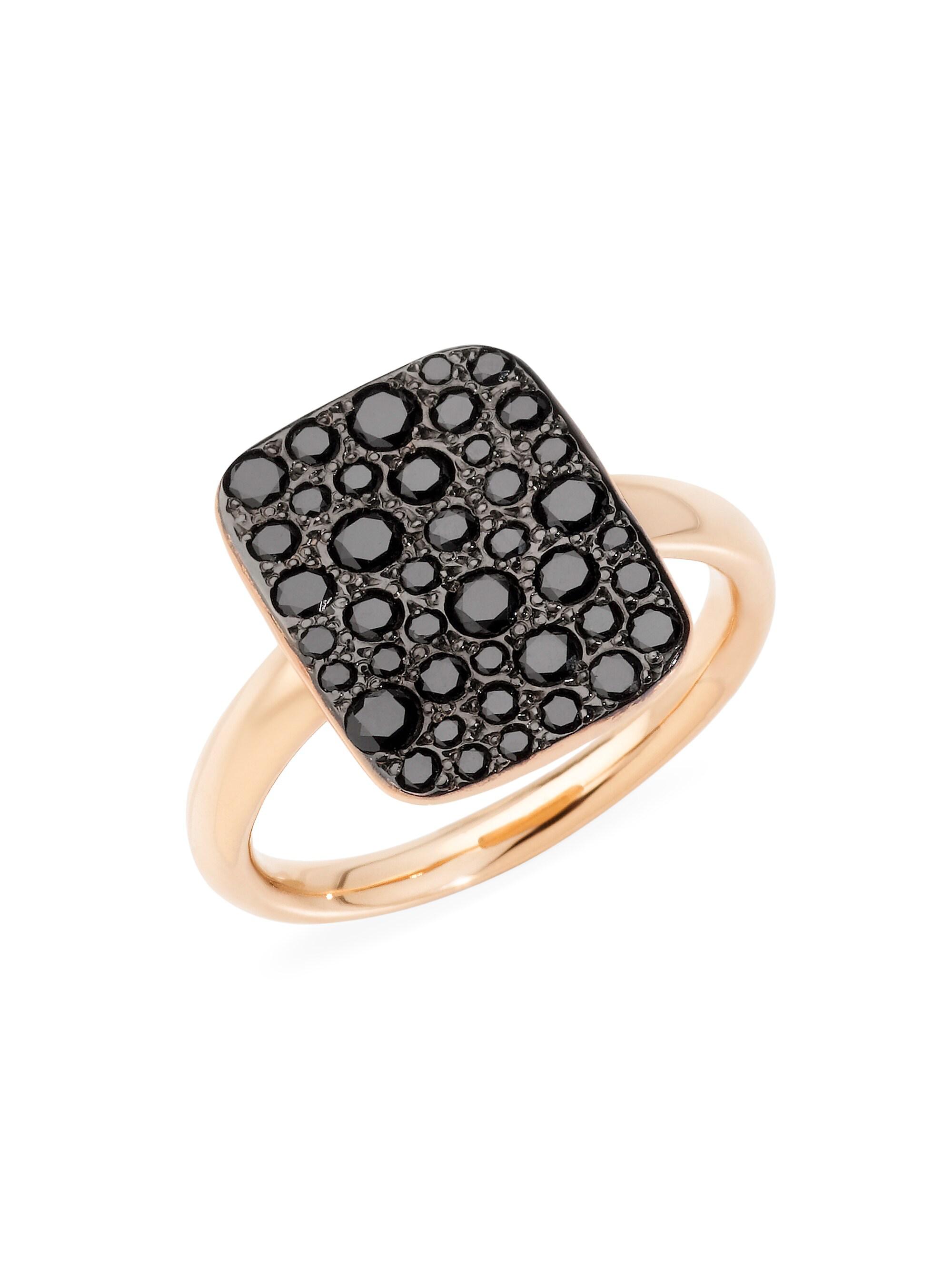 Pomellato Women's Sabbia 18K Rose Gold & Black Diamond Rectangular Ring - Rose Gold