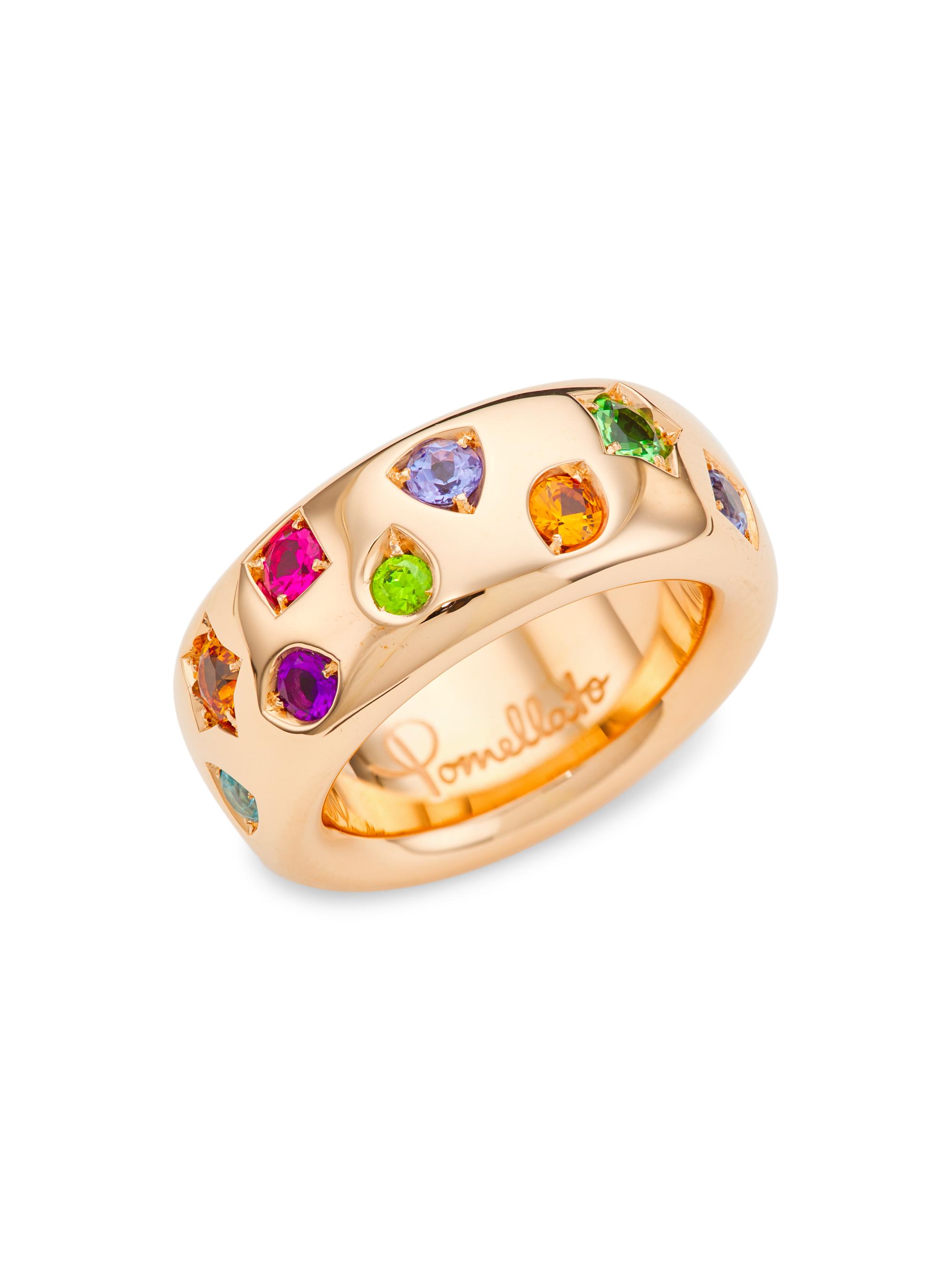 Pomellato Women's Iconica 18K Rose Gold & Multi-Stone Medium Ring - Yellow Gold