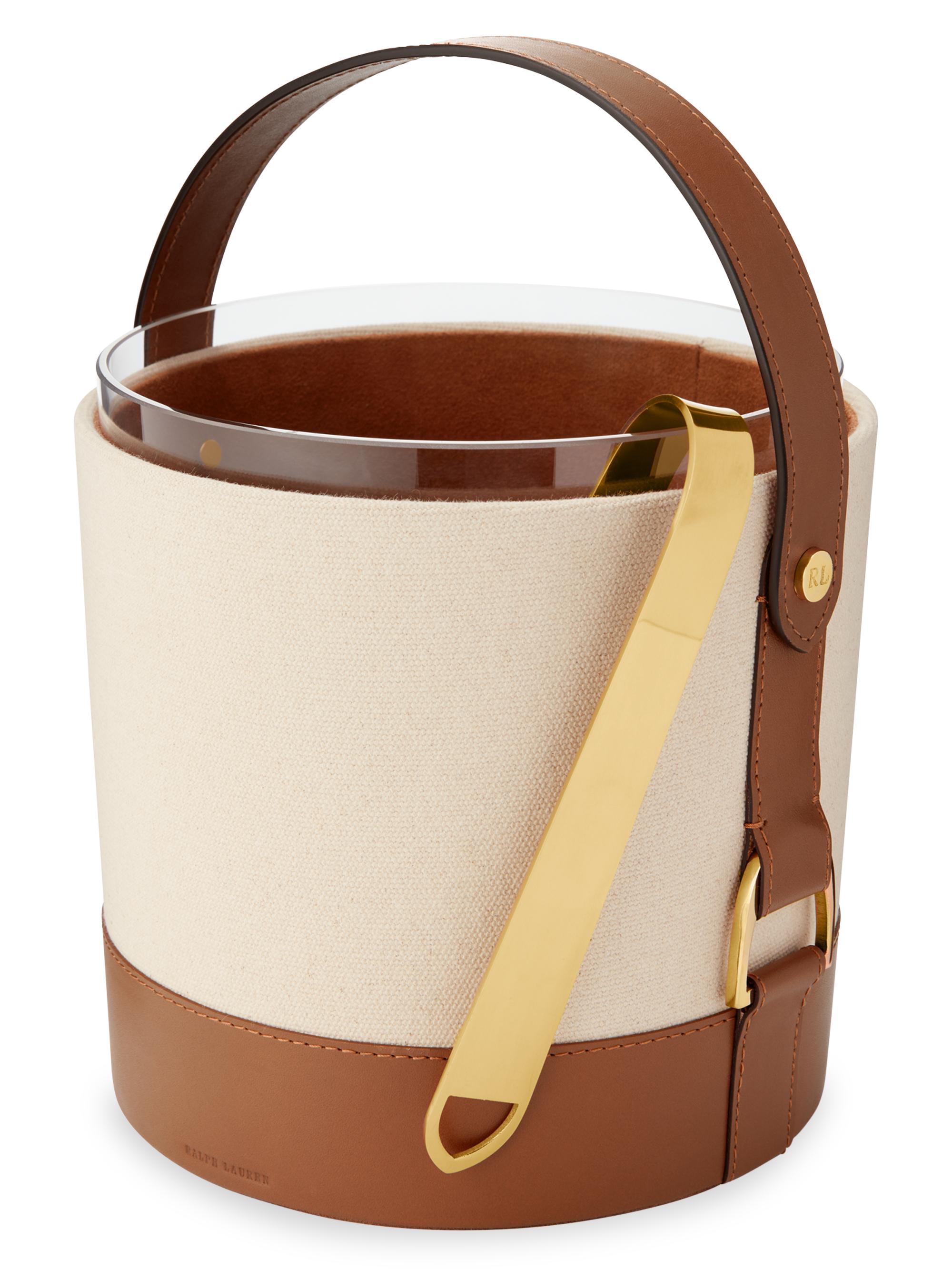 Ralph Lauren Garrett Canvas & Leather Ice Bucket