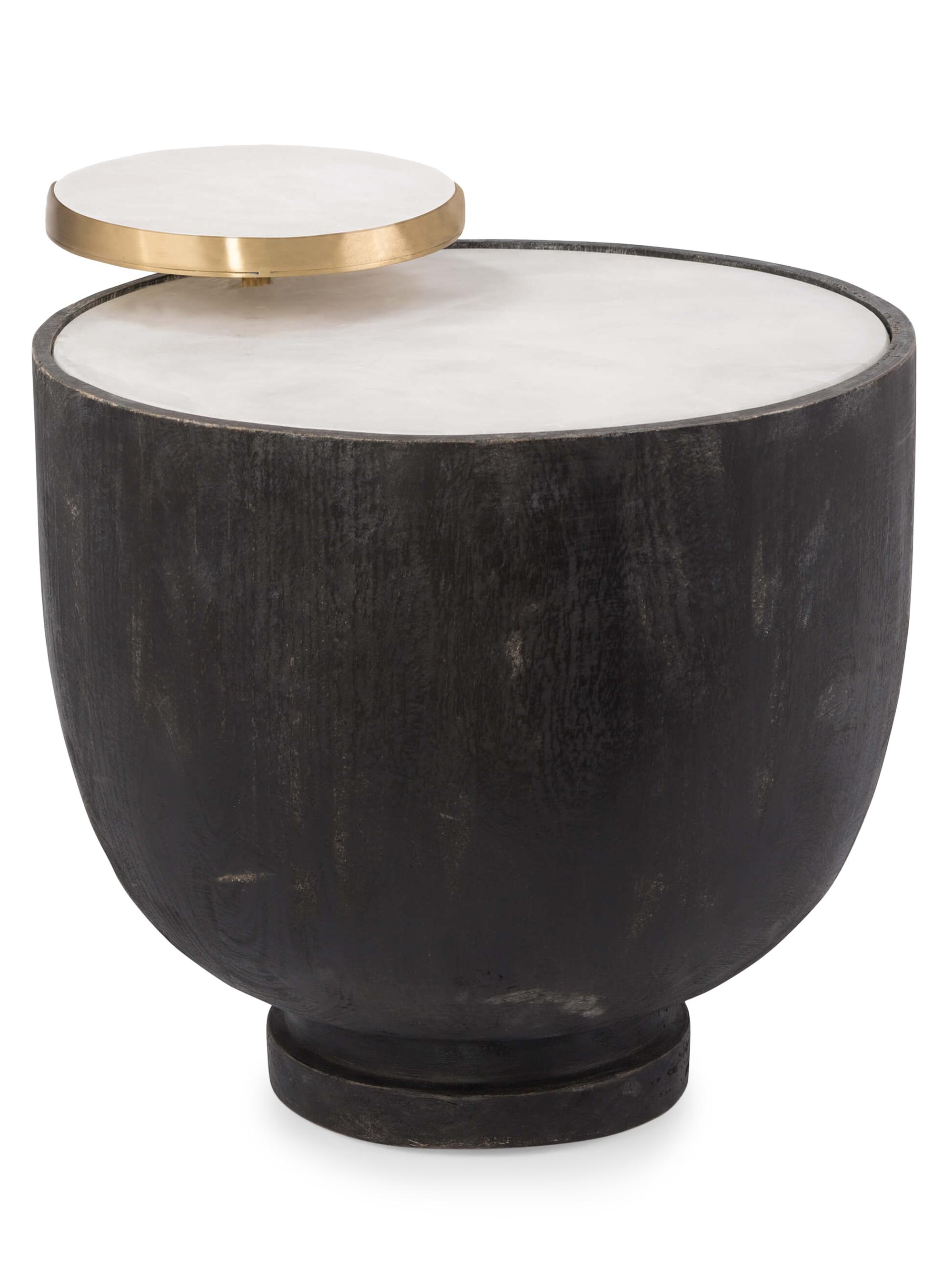 Regina Andrew Theo Birch Wood & Alabaster Accent Table - Ebony