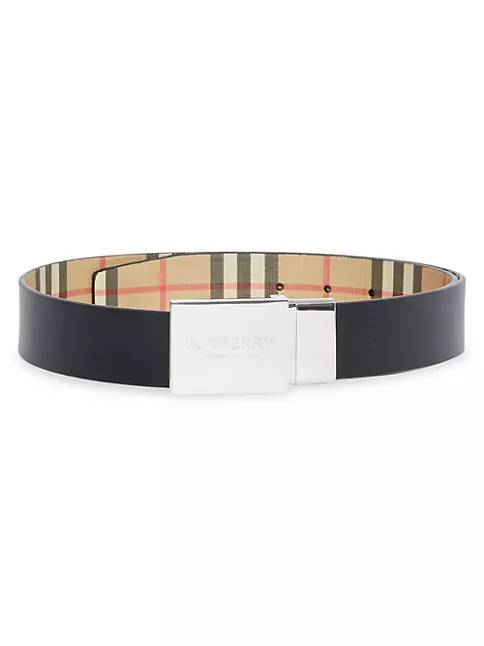 BURBERRY Leather belt in beige/ black/ red