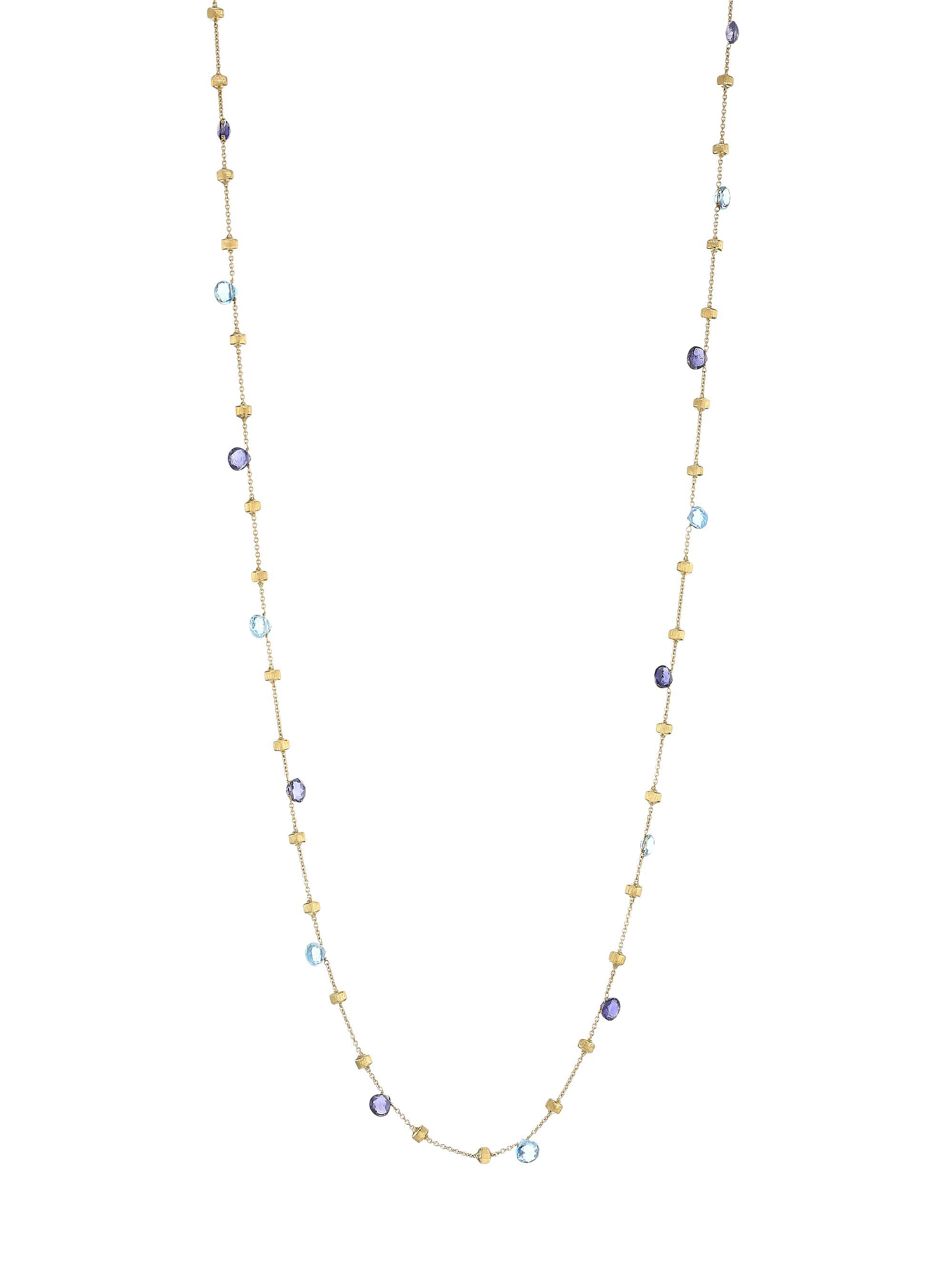 Marco Bicego Women's Paradise Blue 18K Yellow Gold, Blue Topaz & Iolite Long Station Necklace