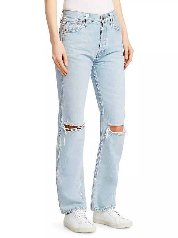 Shop Re/done High-Rise Ripped-Knee Loose Jeans