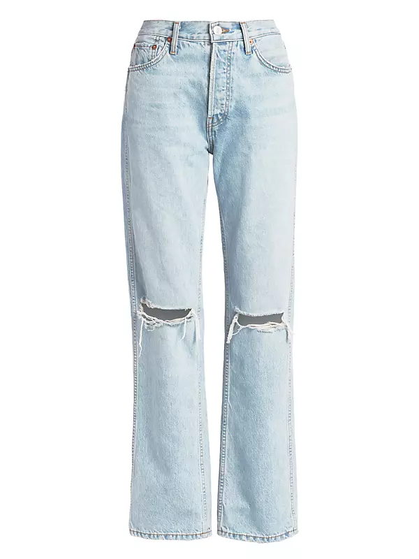Shop Re/done High-Rise Ripped-Knee Loose Jeans