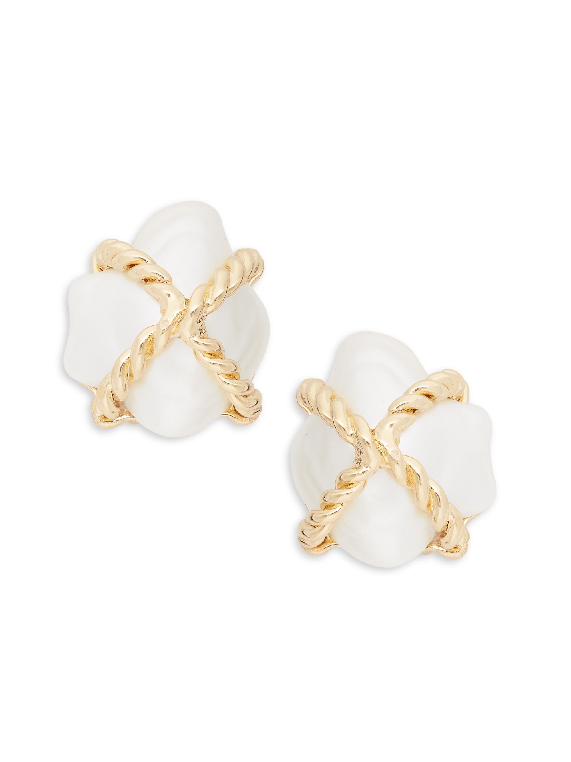 Kenneth Jay Lane Women's Champagne Faux-Pearl Earrings Stud Earrings - Cognac