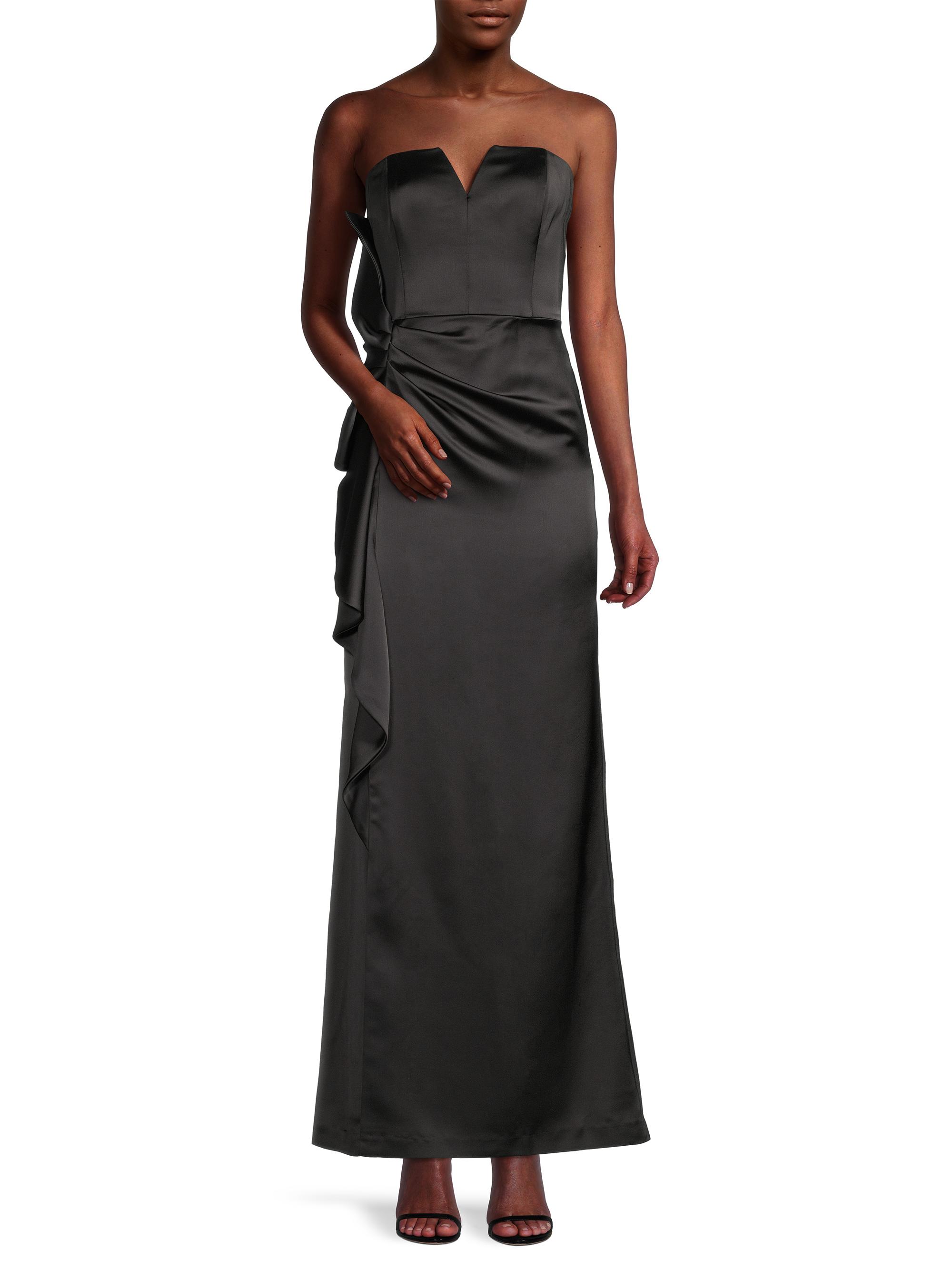 AIDAN MATTOX 黒ワンショルマーメイドロングドレス Aidan Mattox One Shoulder Tiered Ruffled Ball Gown | Dillard's