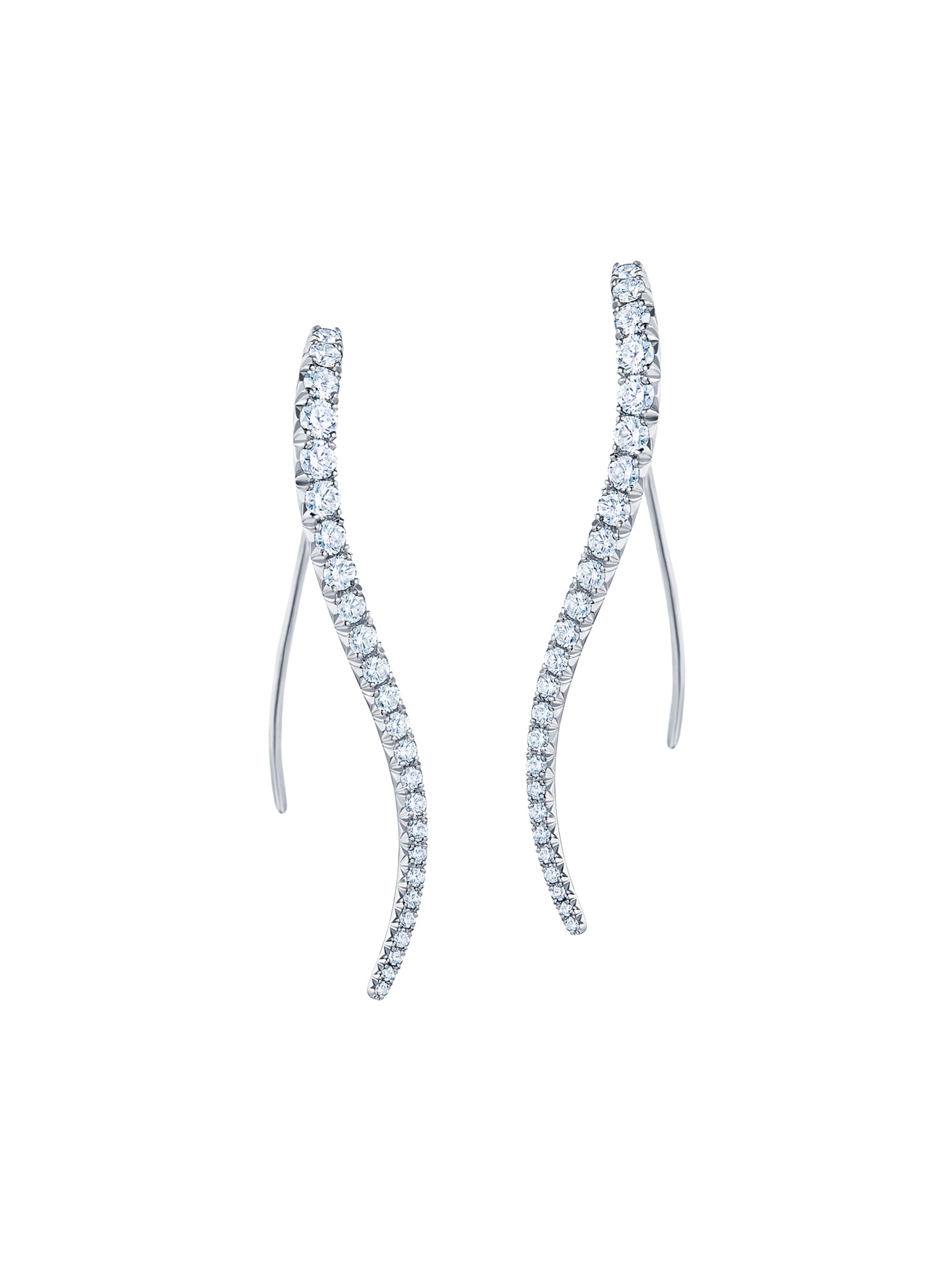 Kwiat Women's Vine 18K White Gold & Diamond Curved Linear Earrings - White Gold