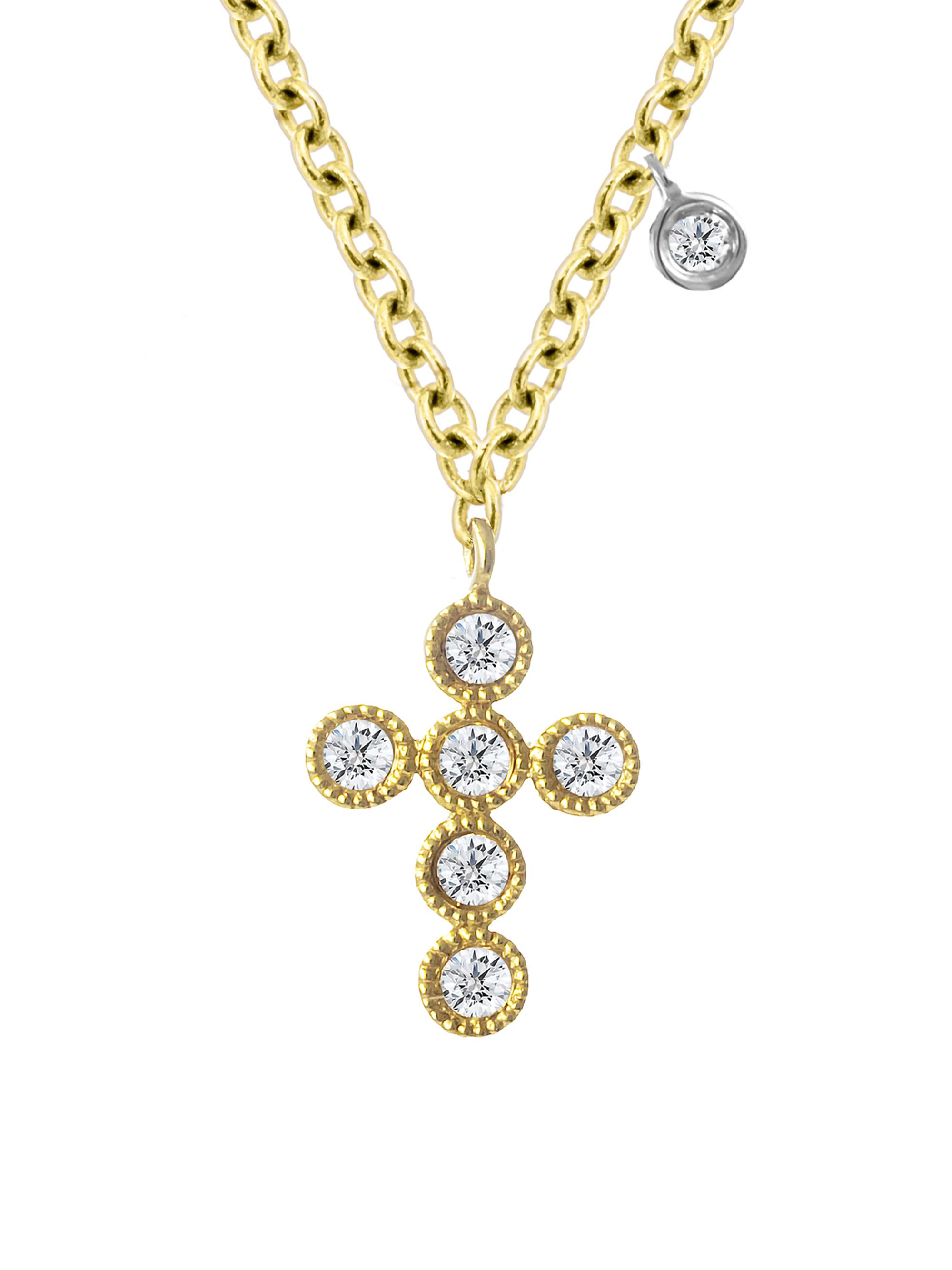 Meira T Women's 14K Yellow Gold & Diamond Cross Pendant Necklace