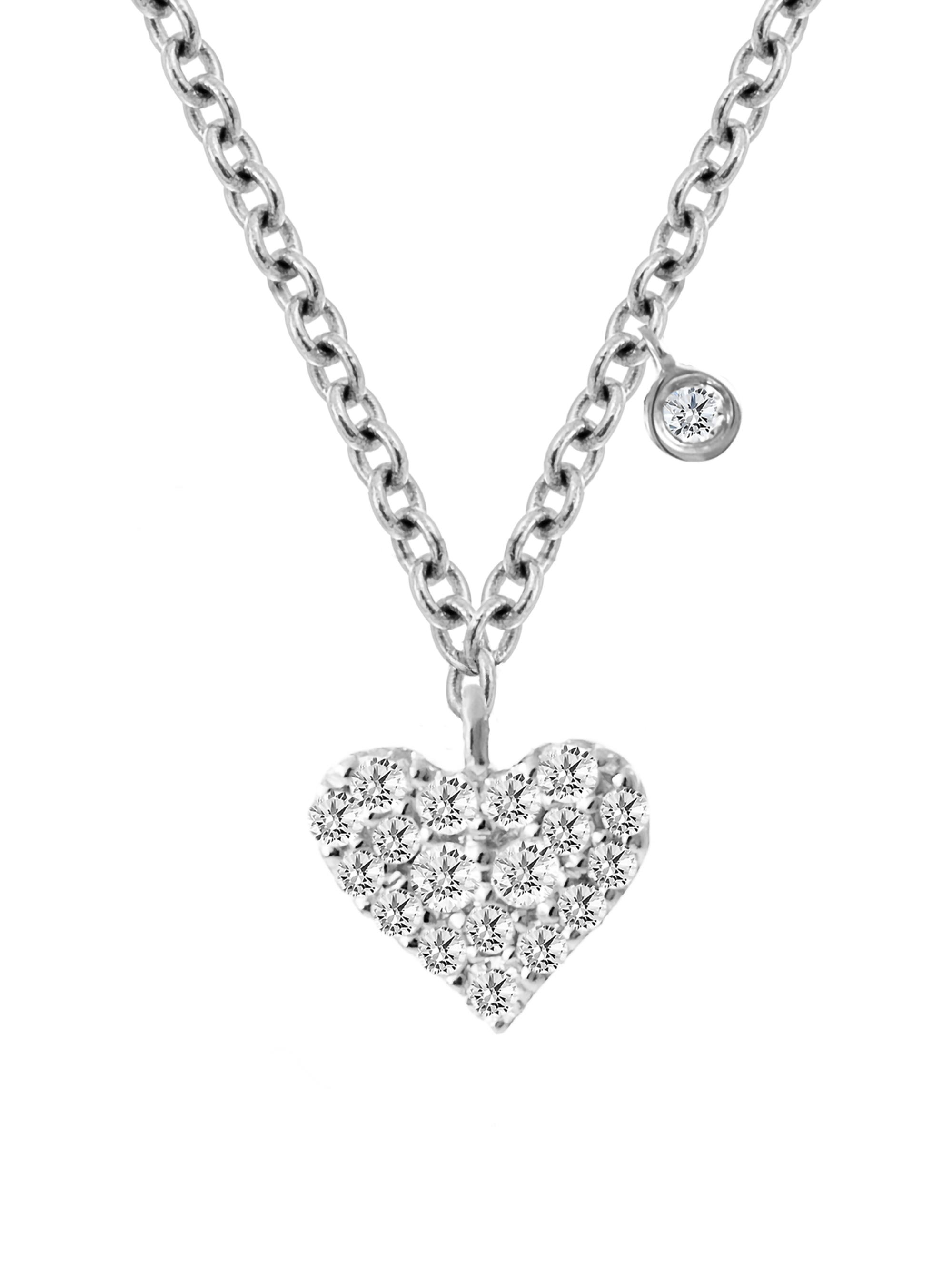 Meira T Women's 18K White Gold & 0.10 TCW Diamond Heart Pendant Necklace