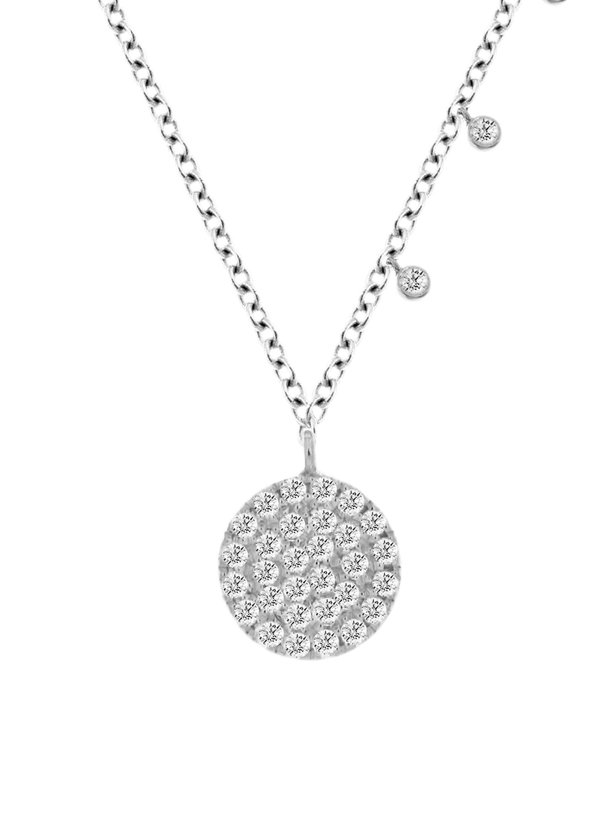 Meira T Women's 14K White Gold Diamond Disc Pendant Necklace
