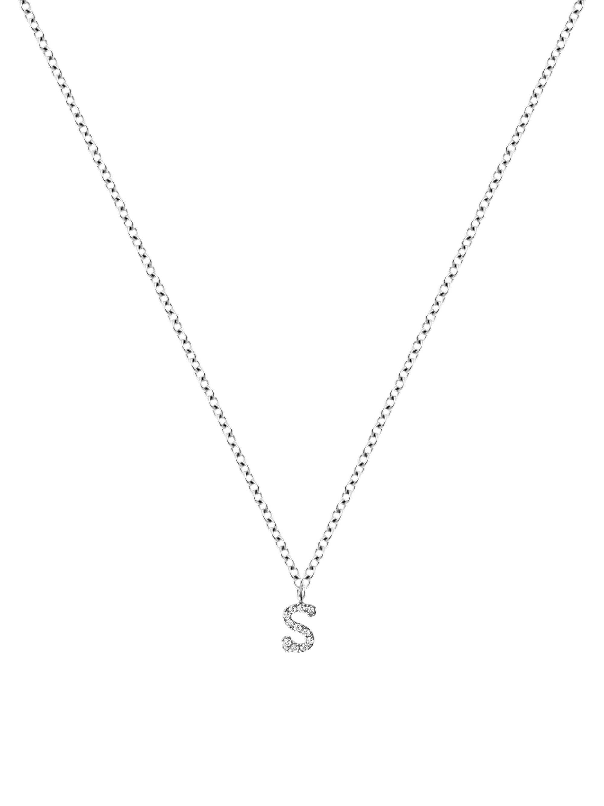 Meira T Women's 14K White Gold Diamond Intial Pendant Necklace - Initial