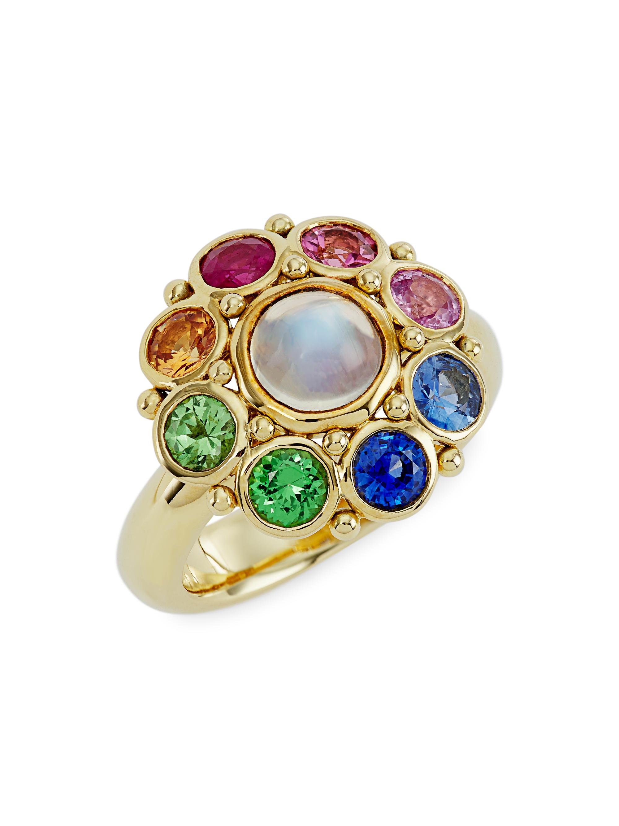 Temple St. Clair Women's Celestial 18K Yellow Gold & Multi-Stone Stella Cluster Ring - Gold