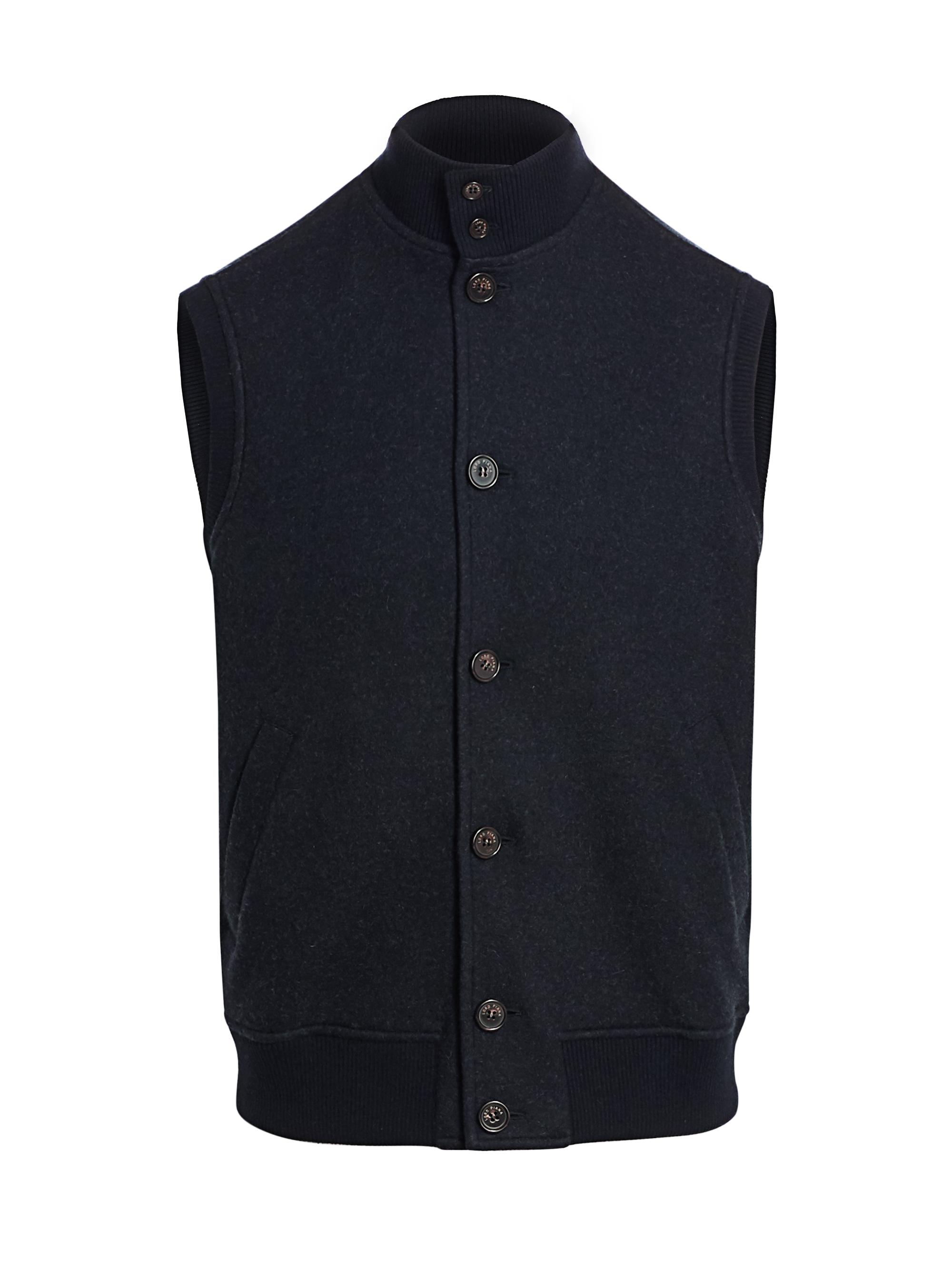 Loro Piana Men's Cashmere Knit Vest - Blue Navy Grey Mel